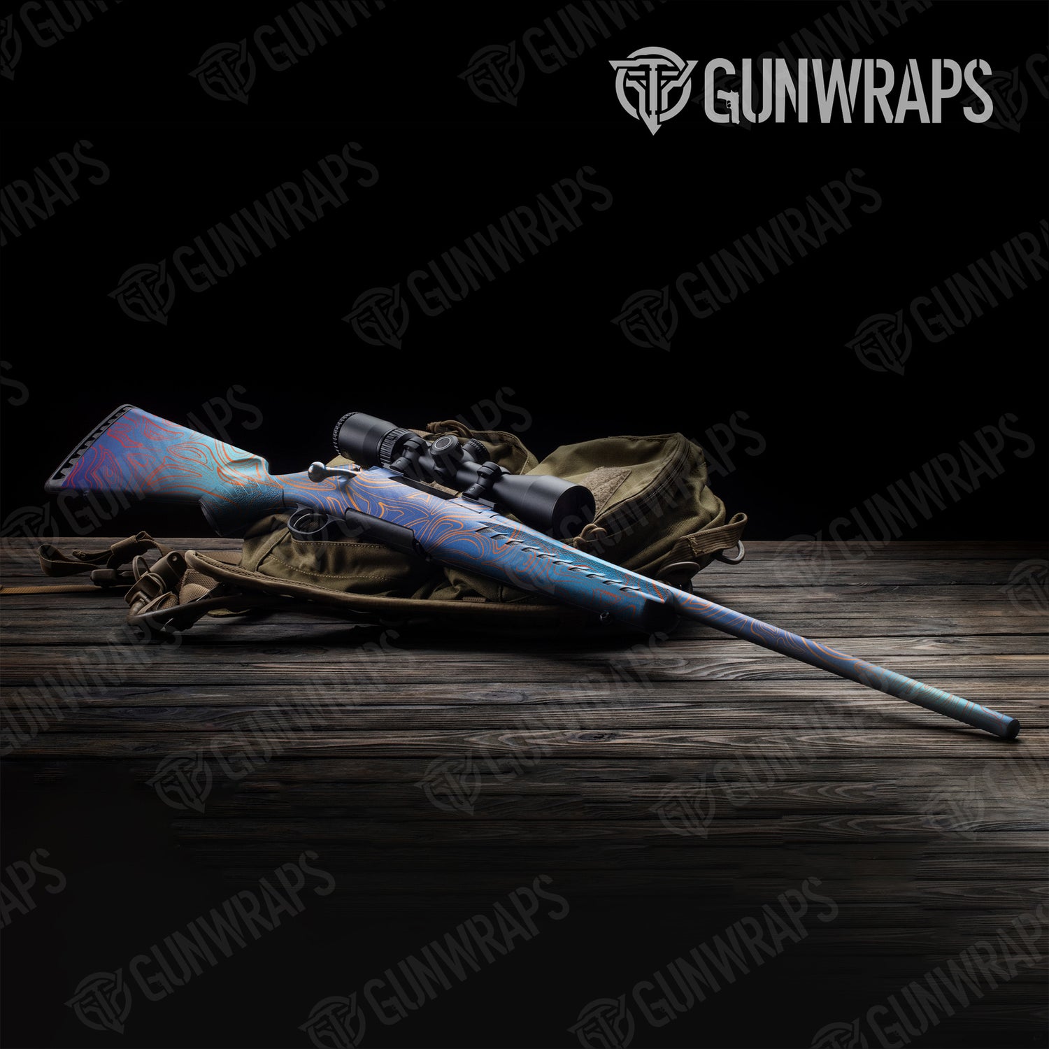 Rifle Damascus Fire And Ice Camo Gun Skin Vinyl Wrap