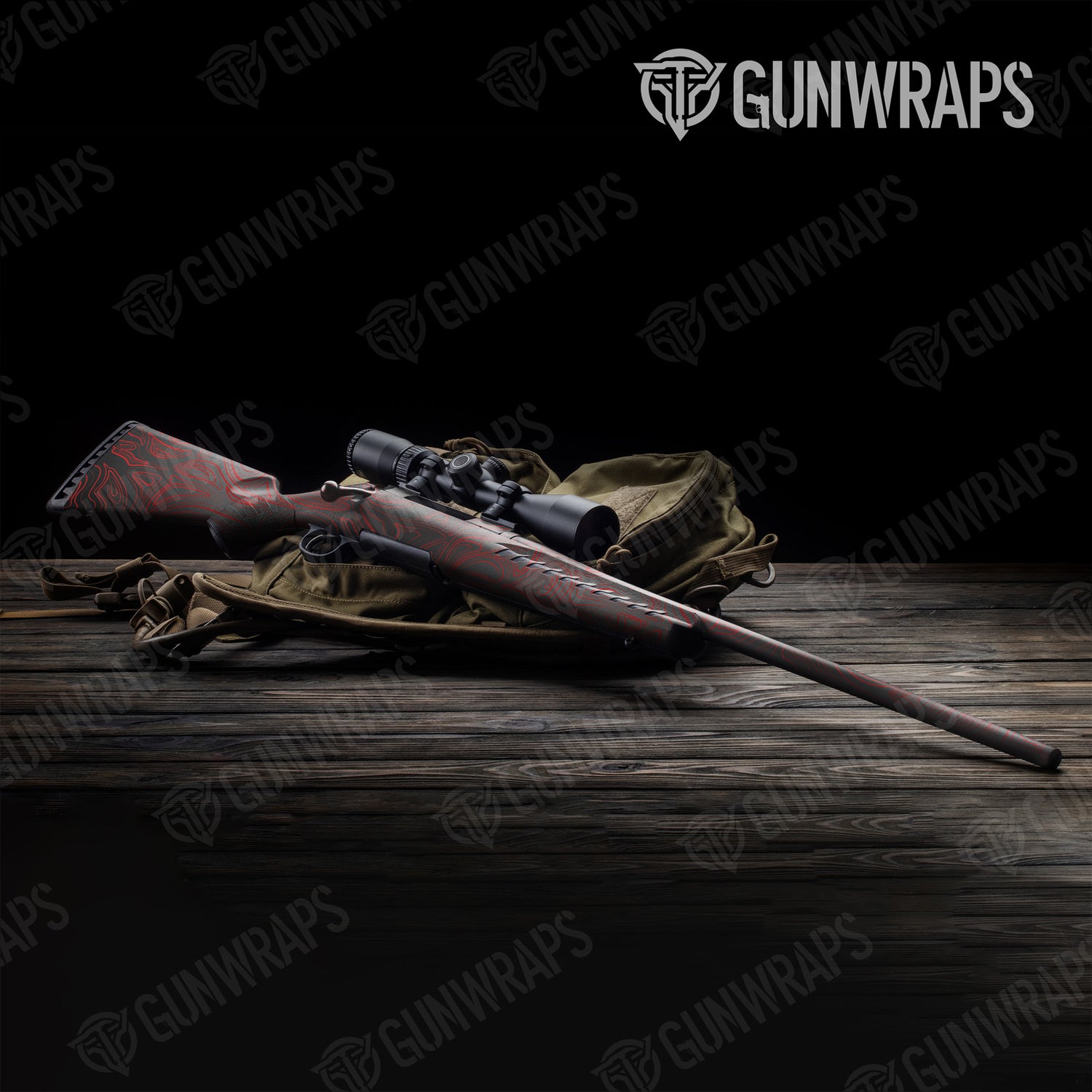 Rifle Damascus Red Camo Gun Skin Vinyl Wrap