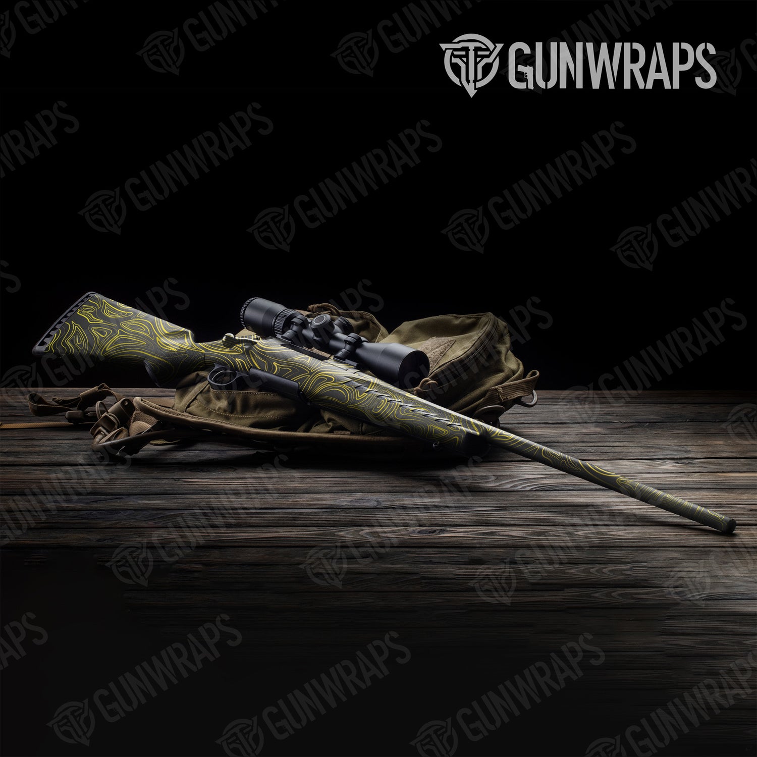 Rifle Damascus Yellow Camo Gun Skin Vinyl Wrap