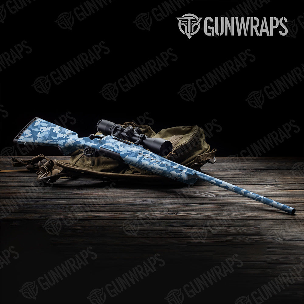 Rifle Erratic Cool Blue Camo Gun Skin Vinyl Wrap