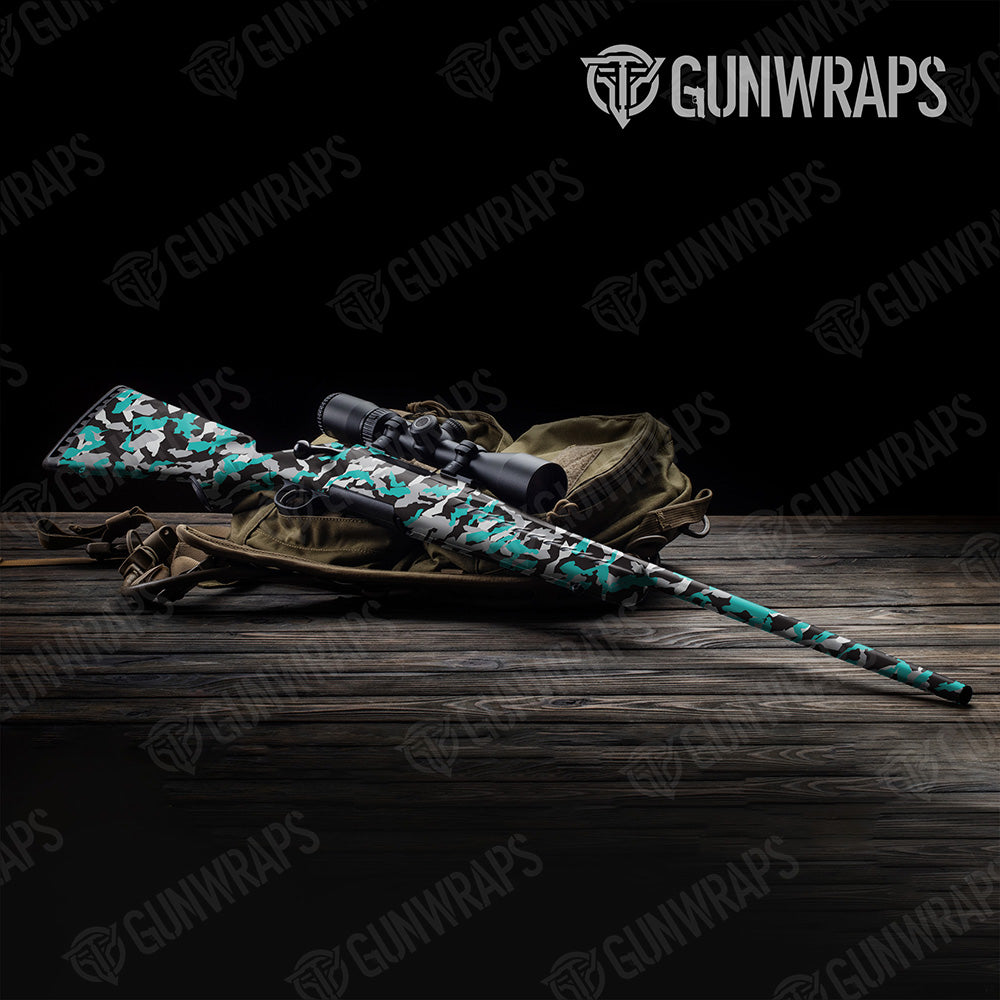 Rifle Erratic Tiffany Blue Tiger Camo Gun Skin Vinyl Wrap