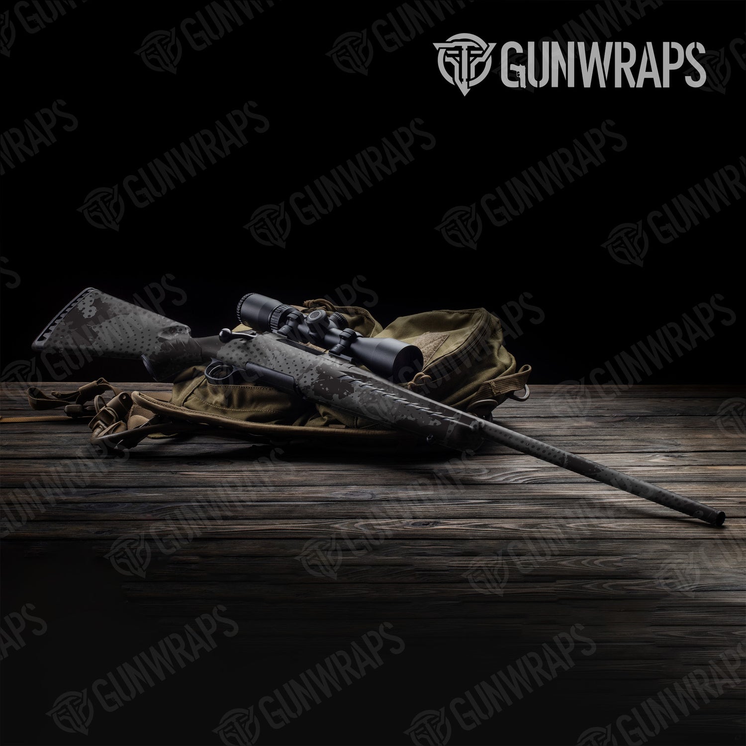 Rifle Halftone Splatter Elite Black Camo Gun Skin Vinyl Wrap