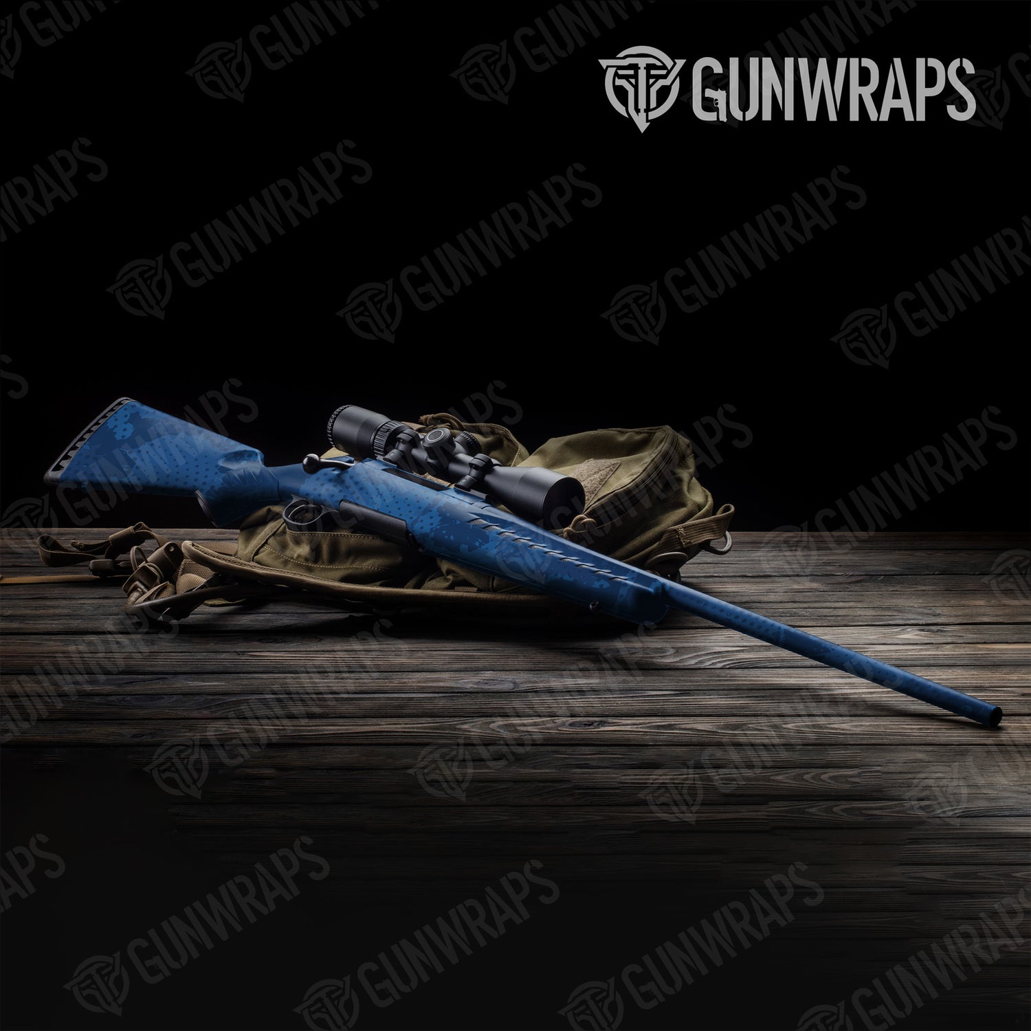 Rifle Halftone Splatter Elite Blue Camo Gun Skin Vinyl Wrap