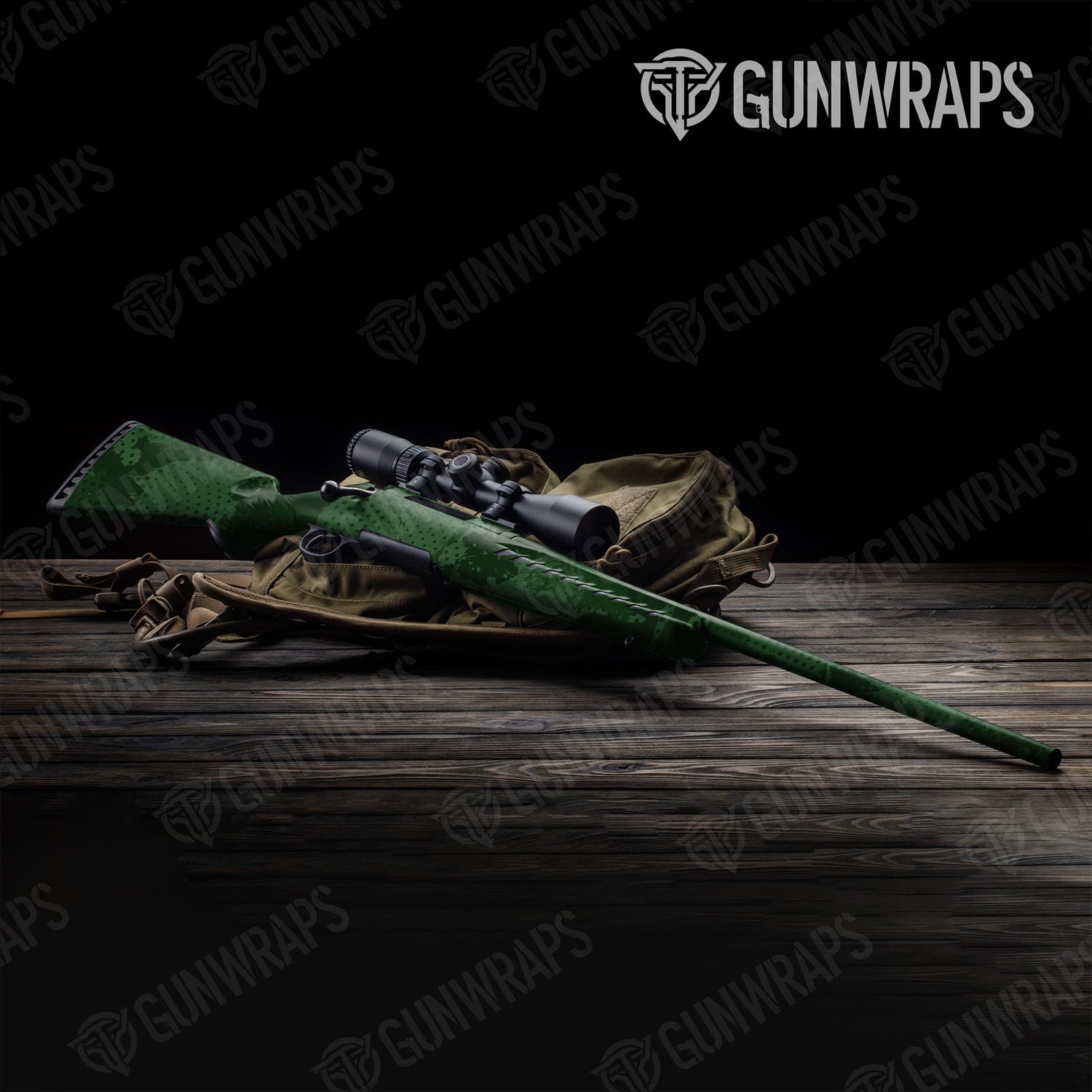 Rifle Halftone Splatter Elite Green Camo Gun Skin Vinyl Wrap