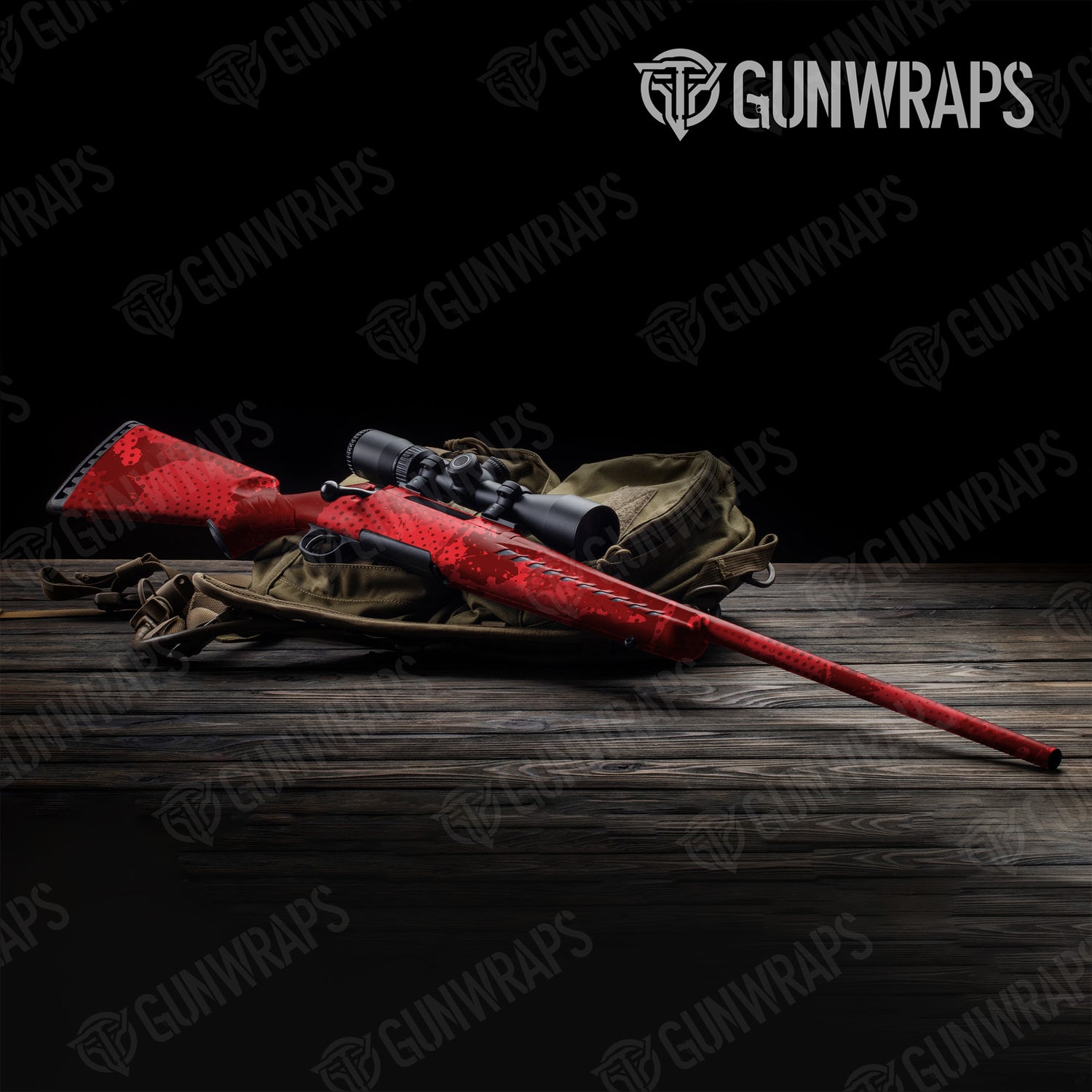 Rifle Halftone Splatter Elite Red Camo Gun Skin Vinyl Wrap