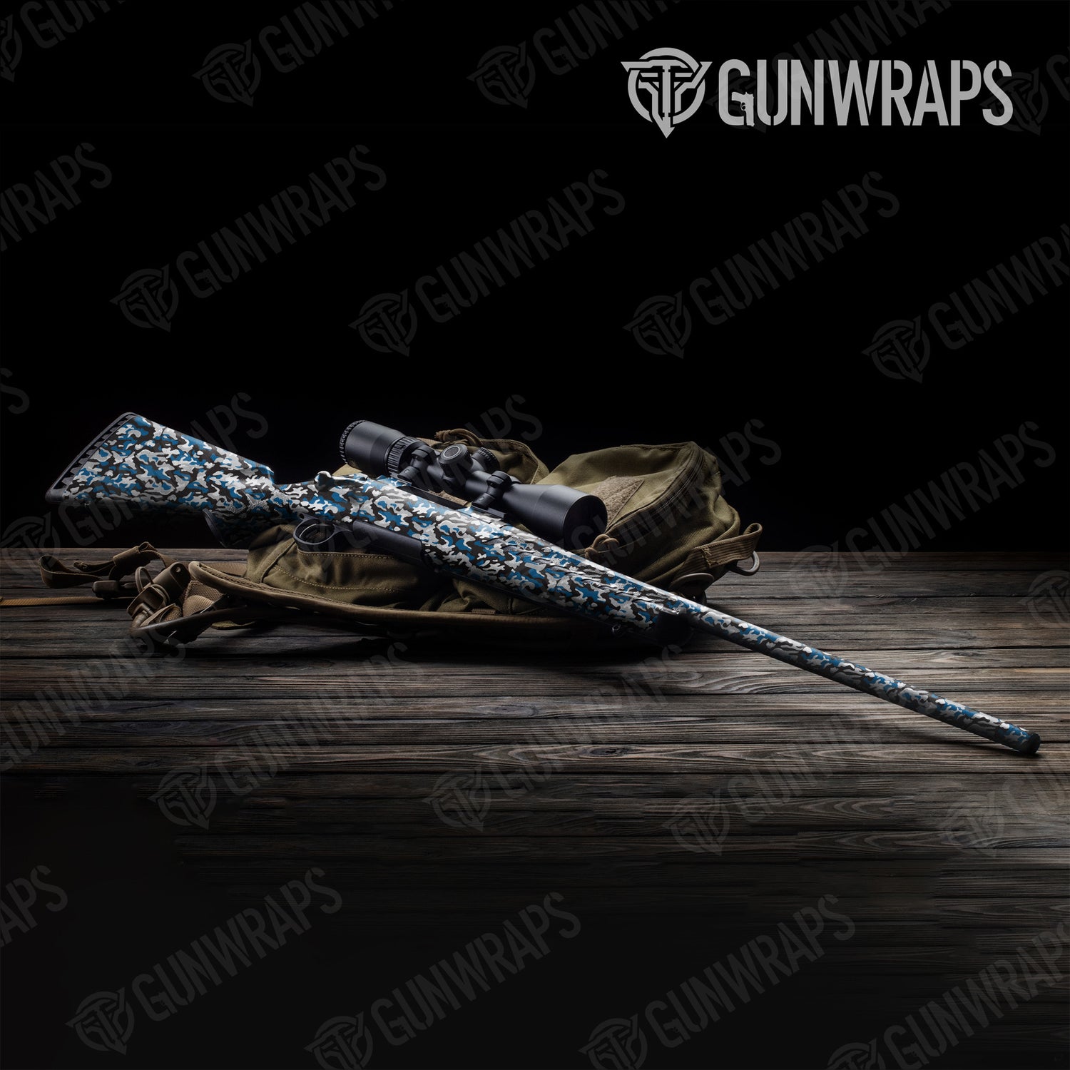 Rifle Classic Blue Tiger Camo Gun Skin Vinyl Wrap