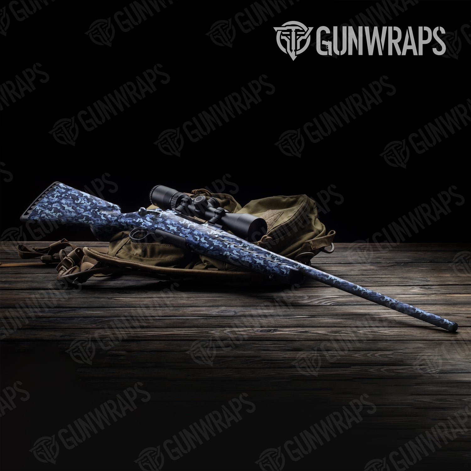 Rifle Classic Blue Urban Night Camo Gun Skin Vinyl Wrap