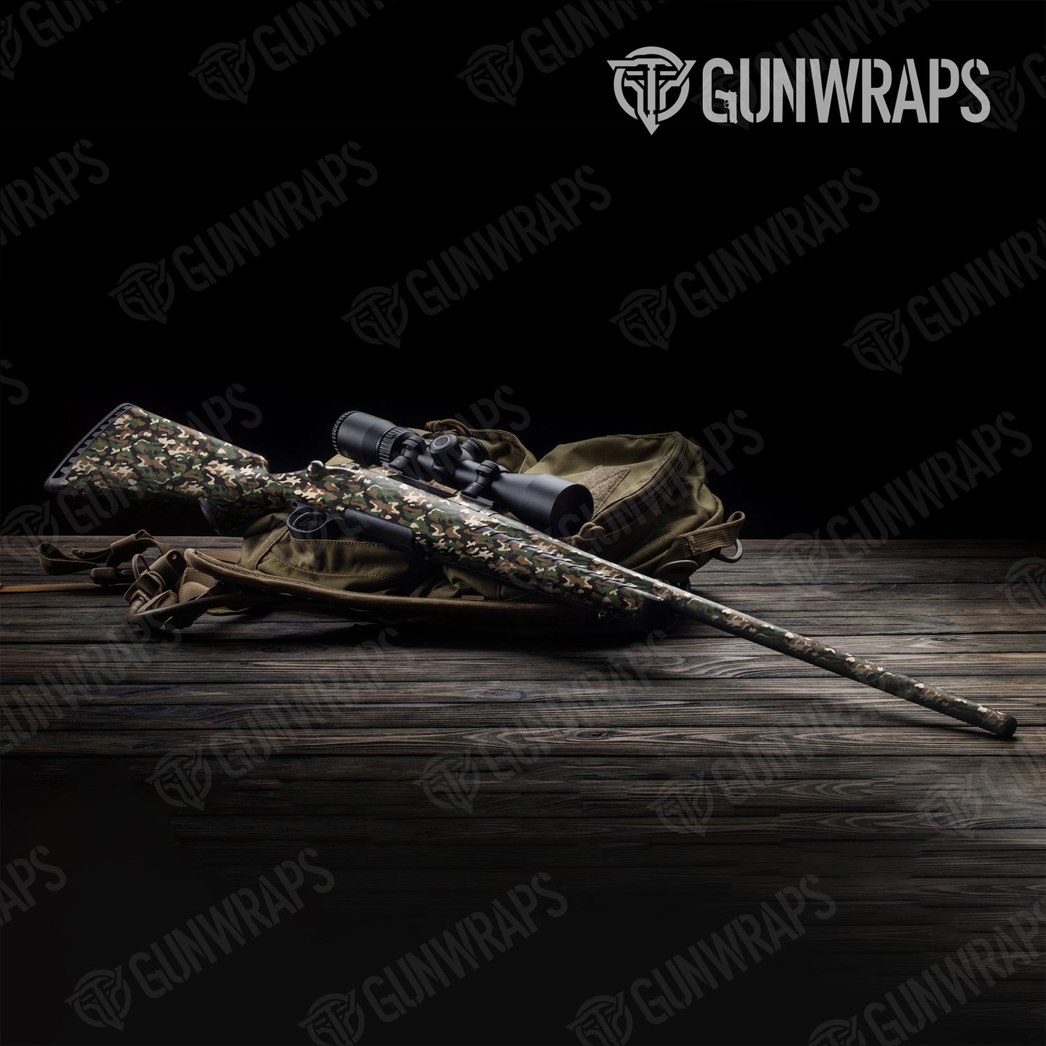 Rifle Classic Woodland Camo Gun Skin Vinyl Wrap