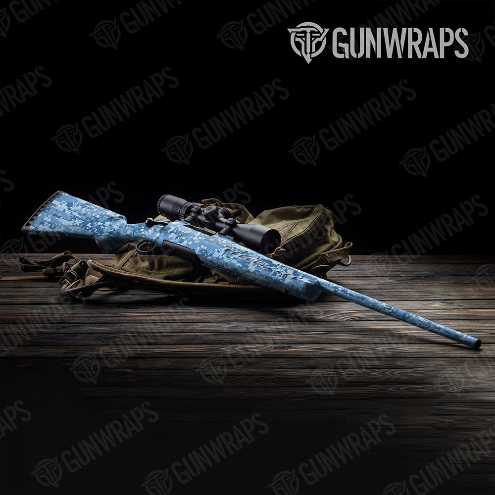 Rifle Digital Cool Blue Camo Gun Skin Vinyl Wrap