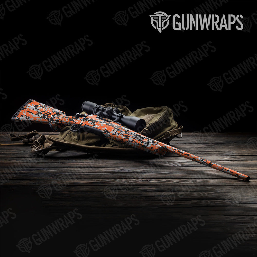 Rifle Digital Orange Tiger Camo Gun Skin Vinyl Wrap