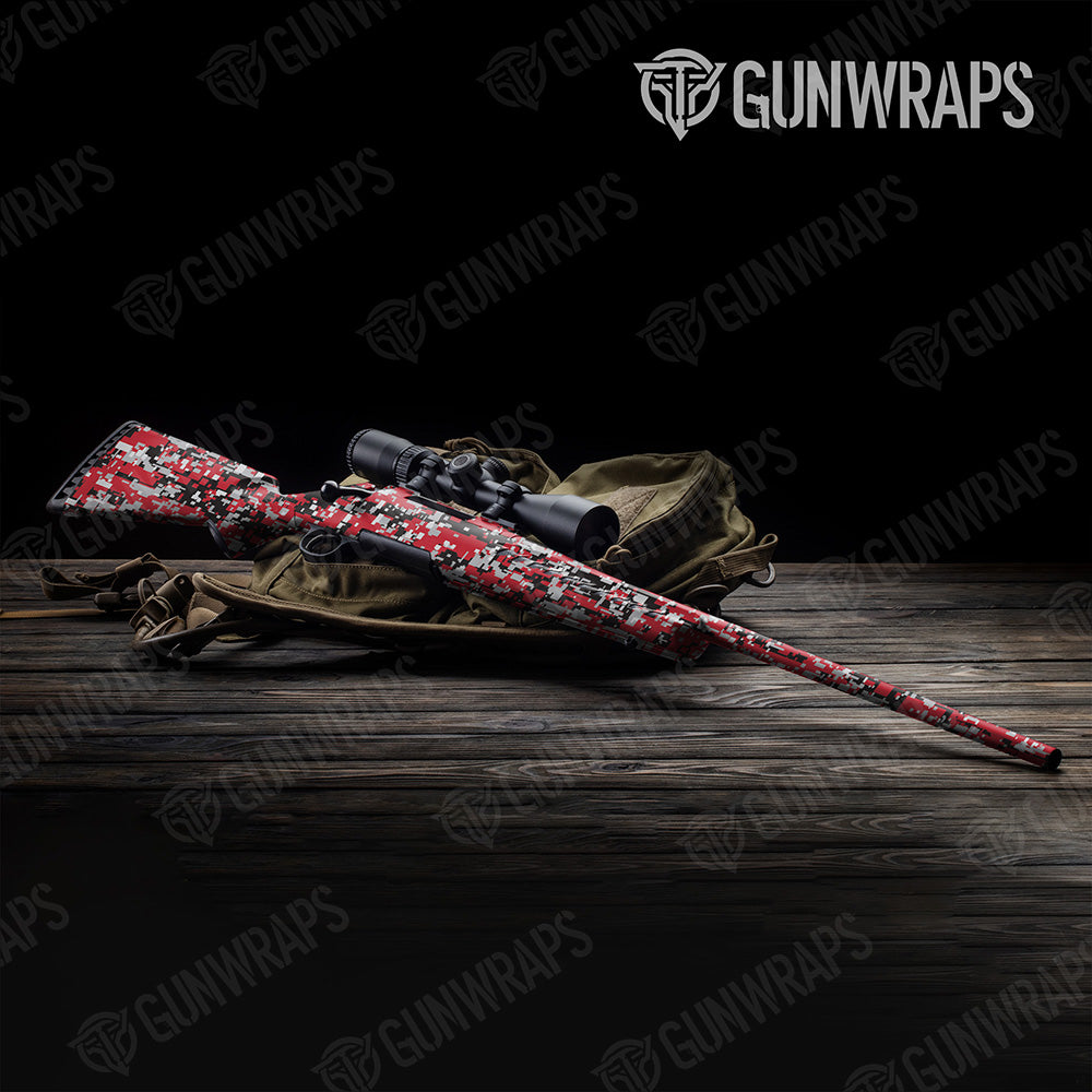 Rifle Digital Red Tiger Camo Gun Skin Vinyl Wrap