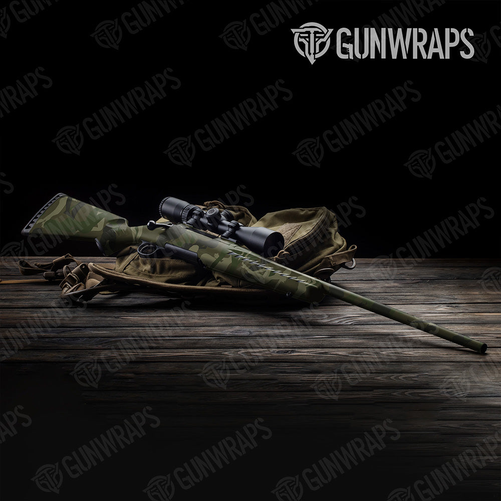 Rifle Silhouette More Seductive Green Camo Gun Skin Vinyl Wrap