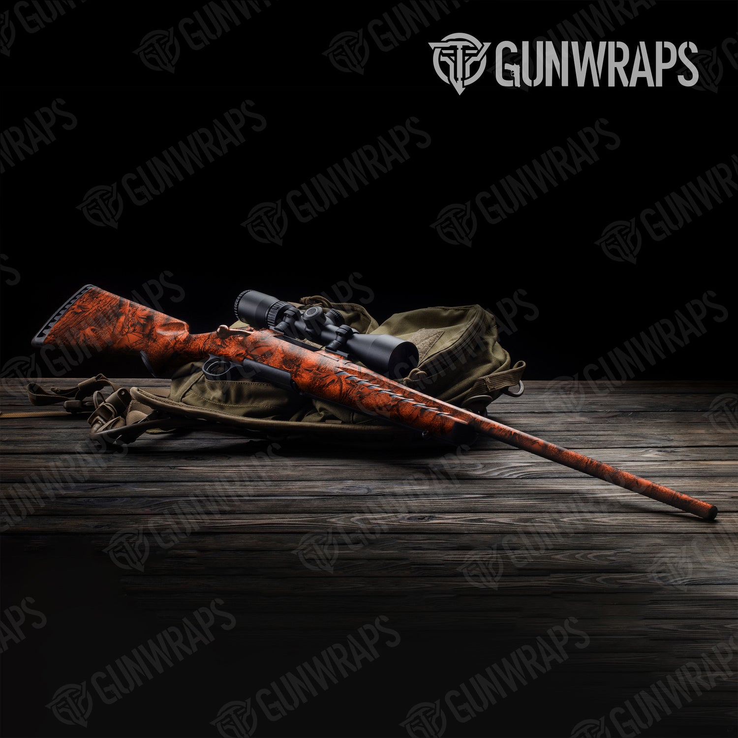 Rifle Nature Orange Forest Camo Gun Skin Vinyl Wrap