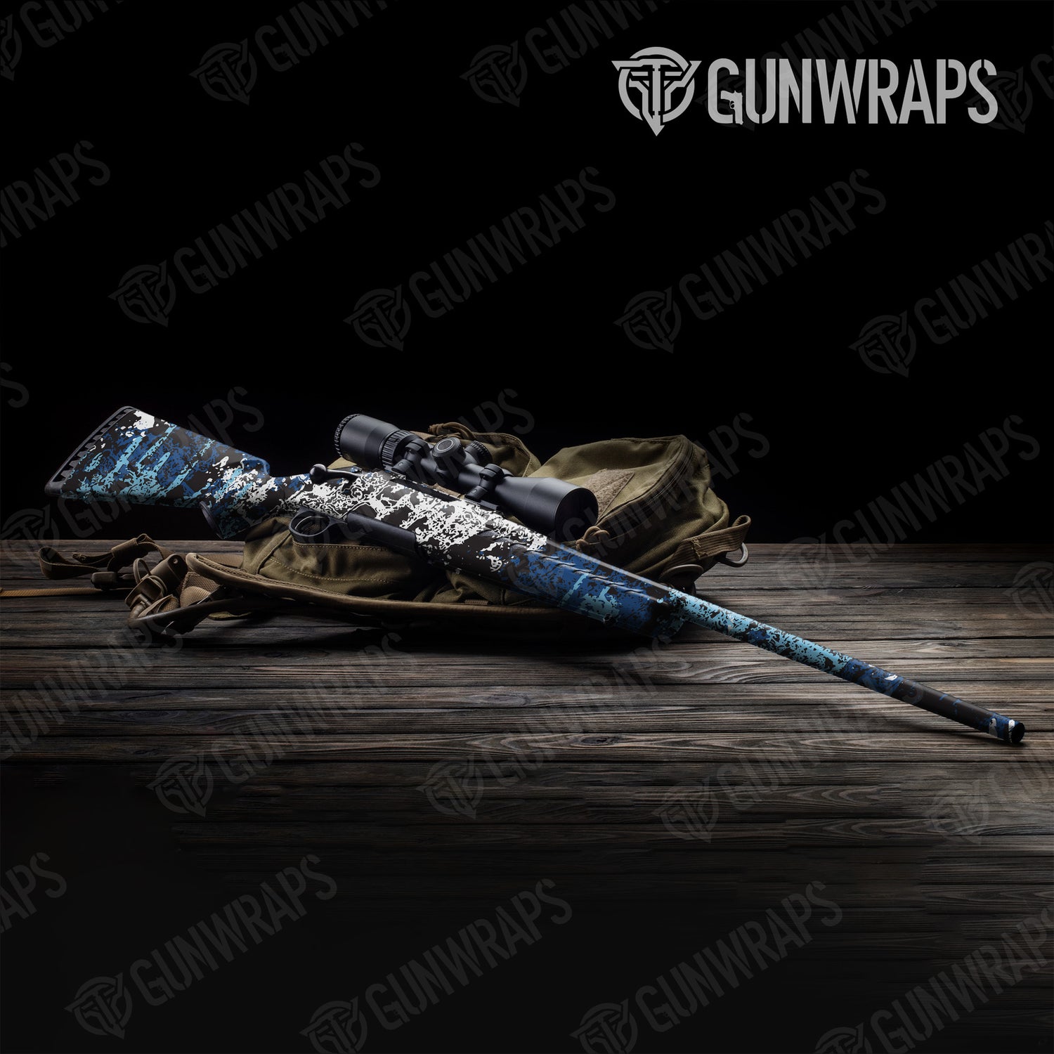 Rifle Pasted Baby Blue Camo Gun Skin Vinyl Wrap