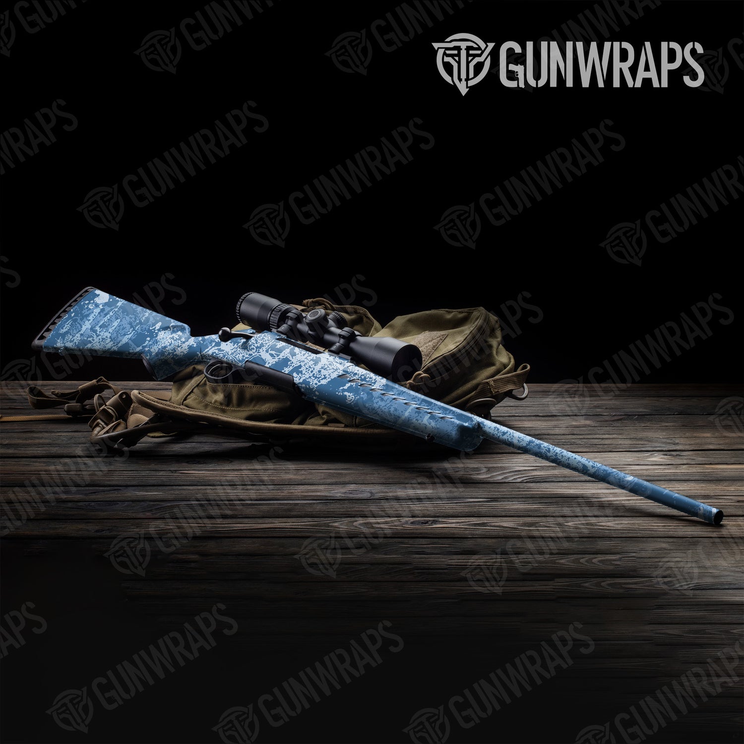 Rifle Pasted Cool Blue Camo Gun Skin Vinyl Wrap