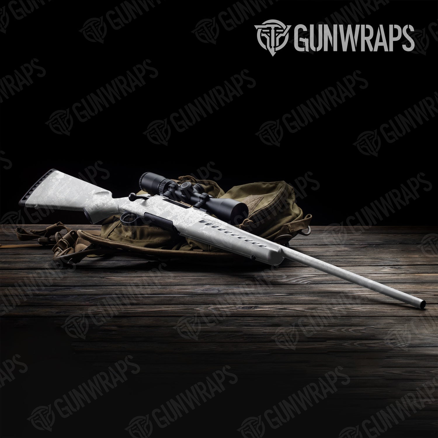 Rifle Pasted Elite White Camo Gun Skin Vinyl Wrap