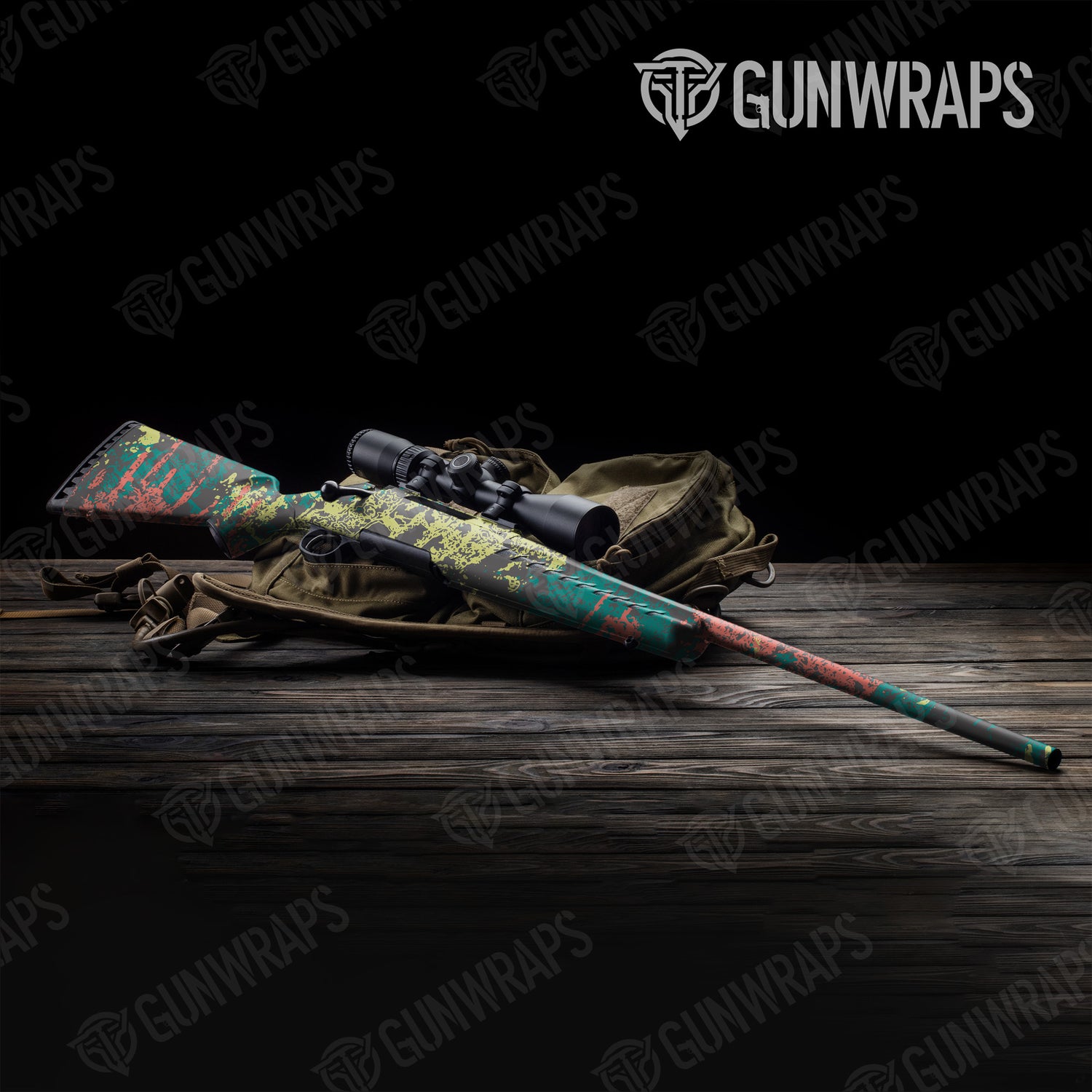 Rifle Pasted Fiesta Camo Gun Skin Vinyl Wrap