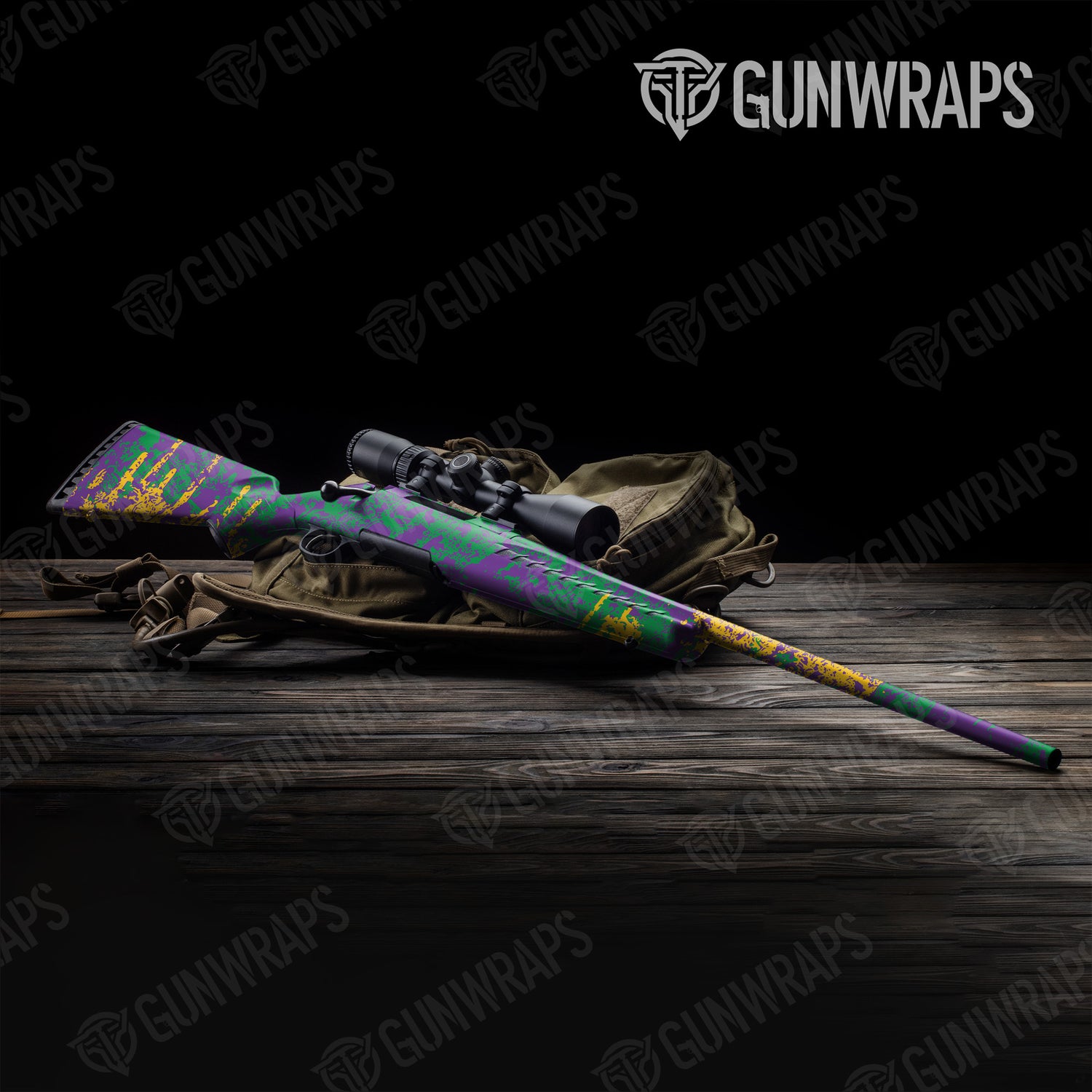 Rifle Pasted Mardi Gras Camo Gun Skin Vinyl Wrap