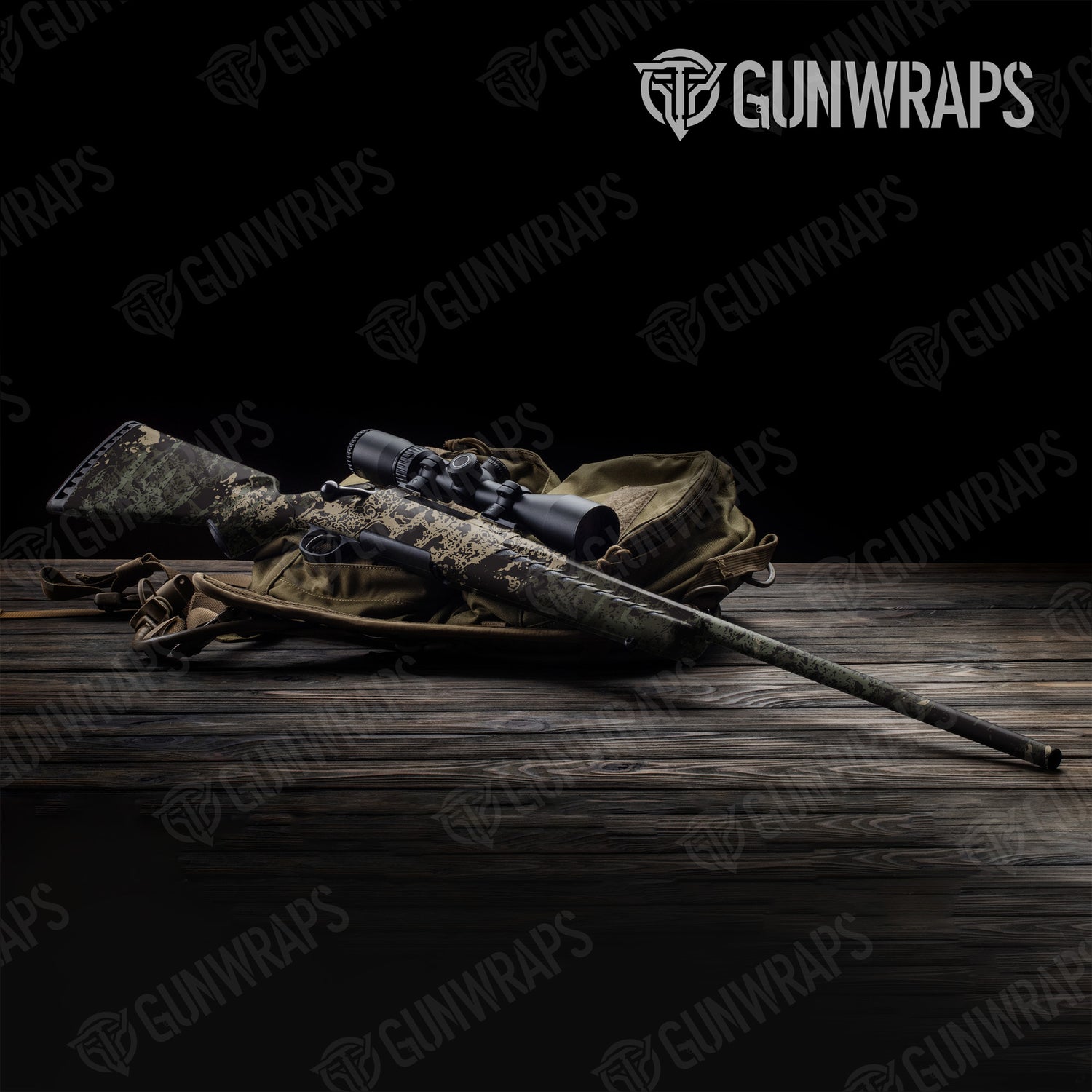 Rifle Pasted Militant Green Camo Gun Skin Vinyl Wrap