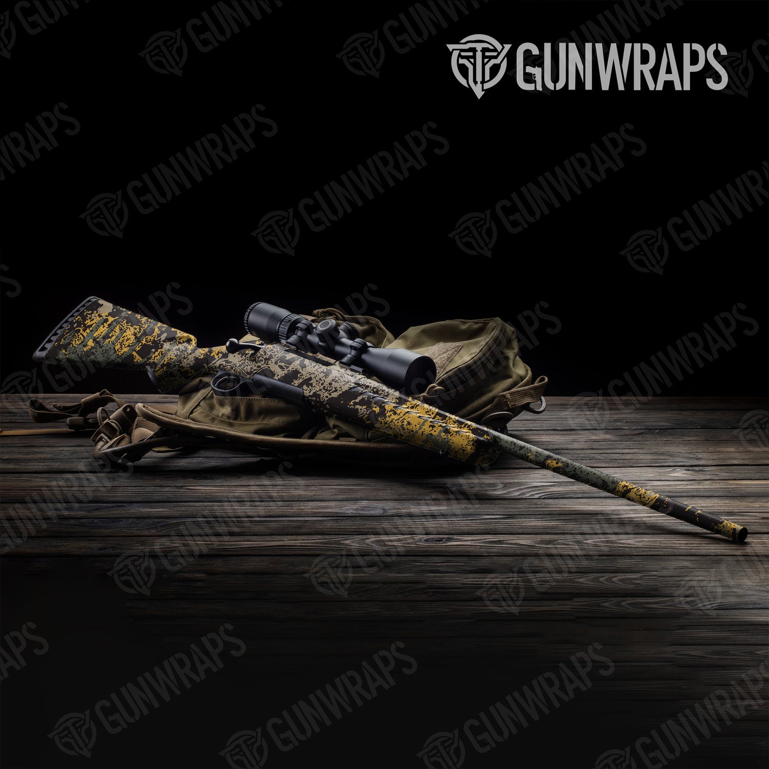 Rifle Pasted Militant Yellow Camo Gun Skin Vinyl Wrap