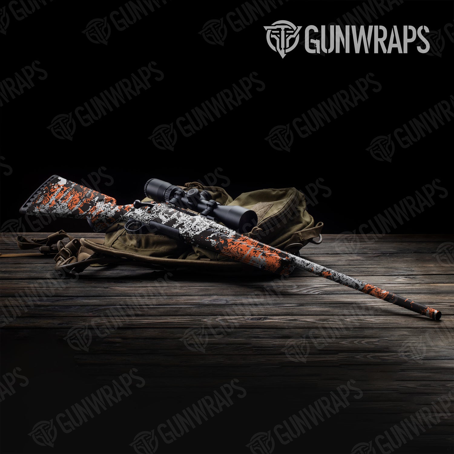 Rifle Pasted Orange Tiger Camo Gun Skin Vinyl Wrap