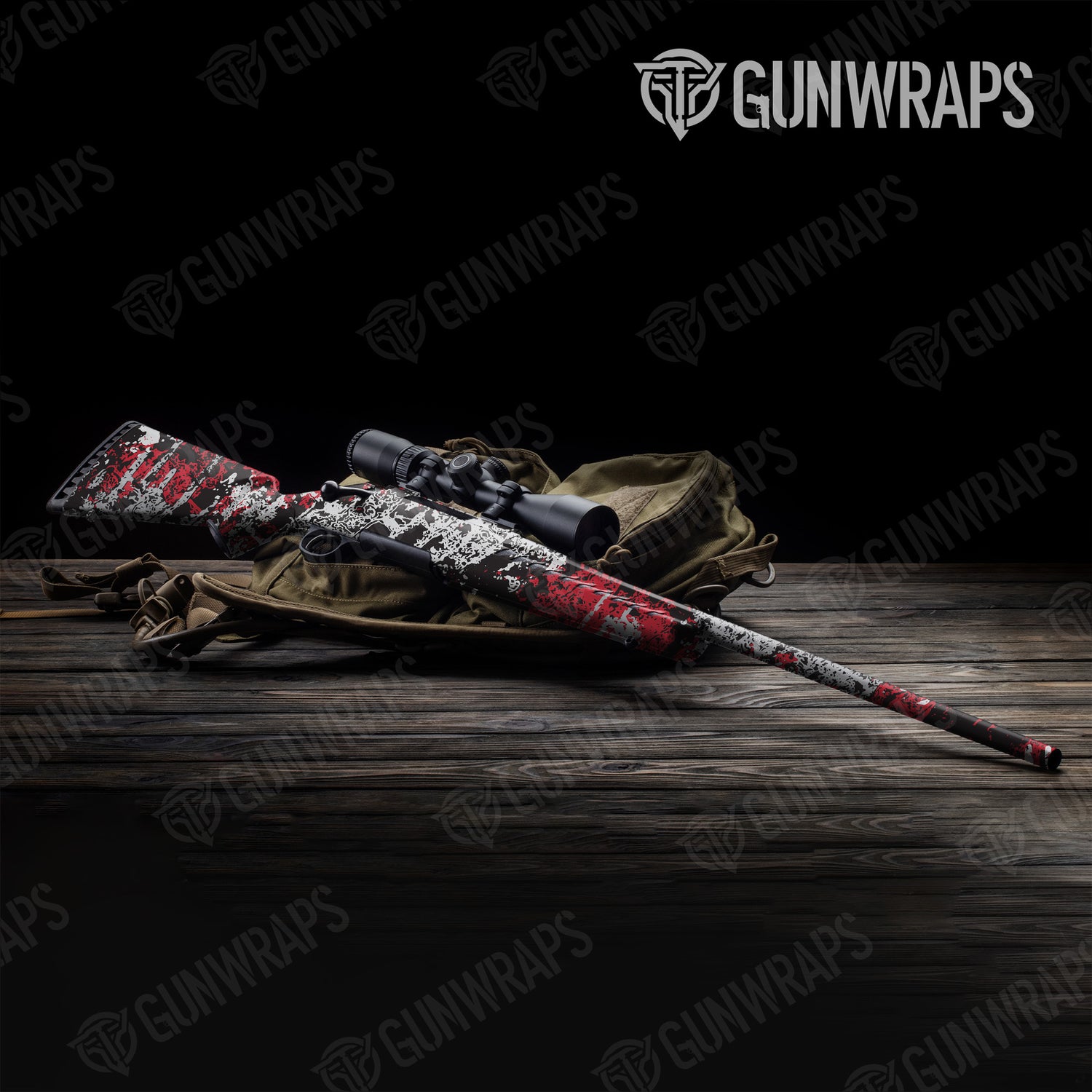 Rifle Pasted Red Tiger Camo Gun Skin Vinyl Wrap