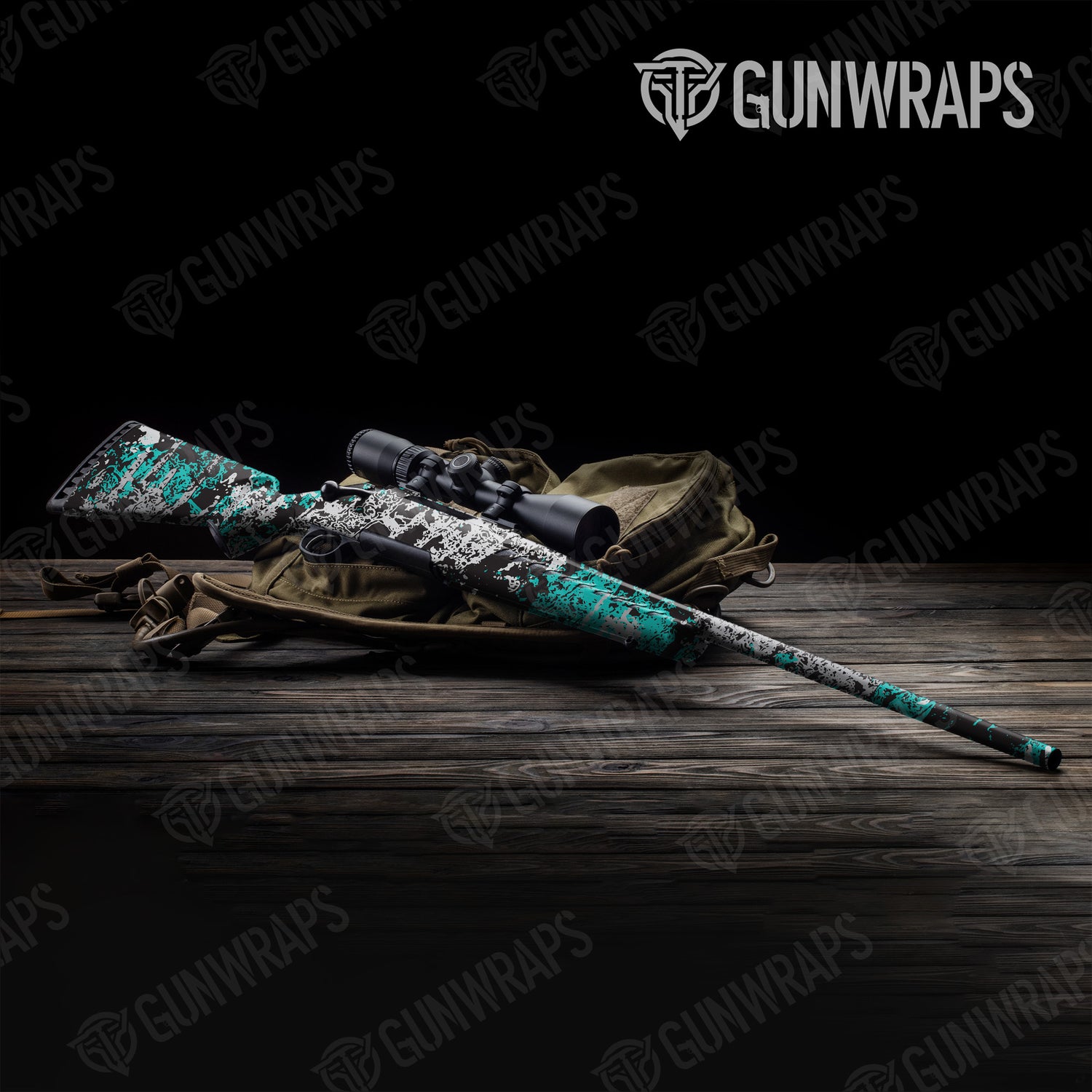 Rifle Pasted Tiffany Blue Tiger Camo Gun Skin Vinyl Wrap