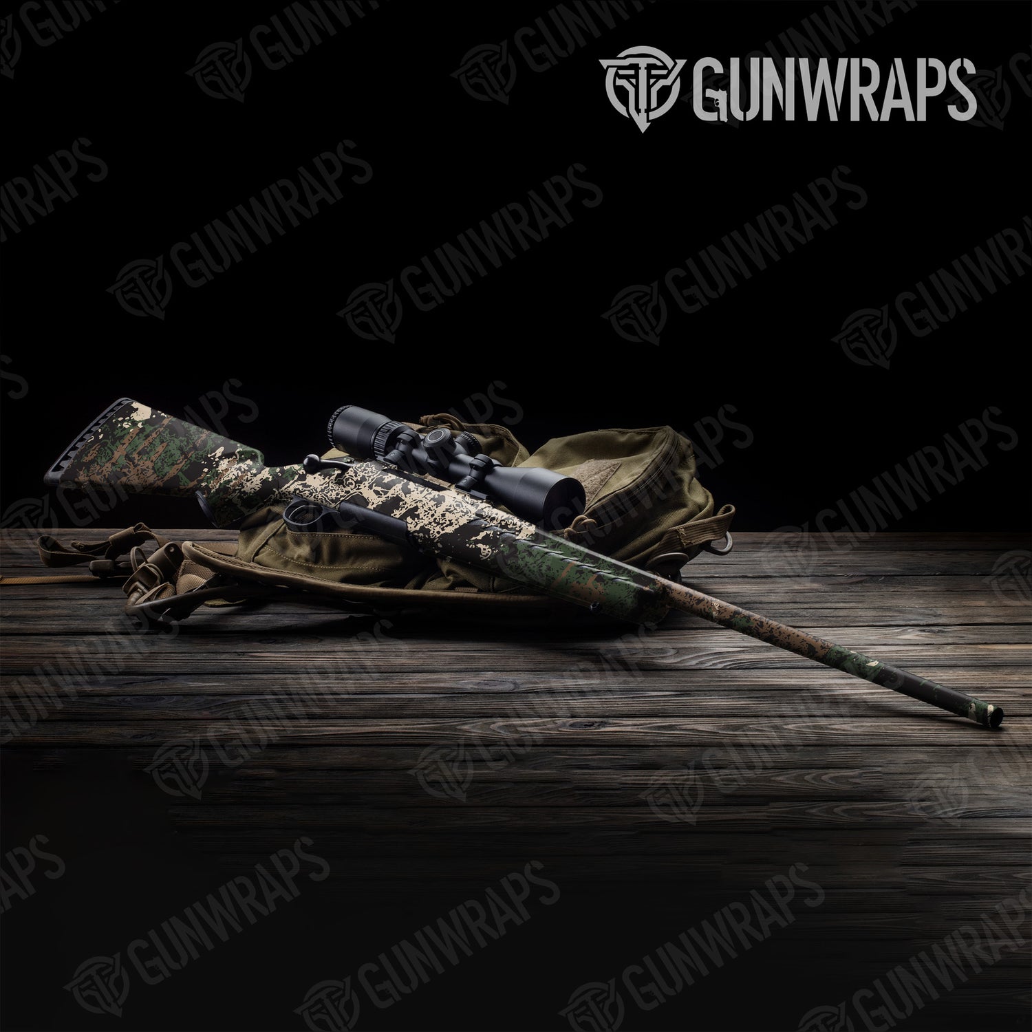 Rifle Pasted Woodland Camo Gun Skin Vinyl Wrap