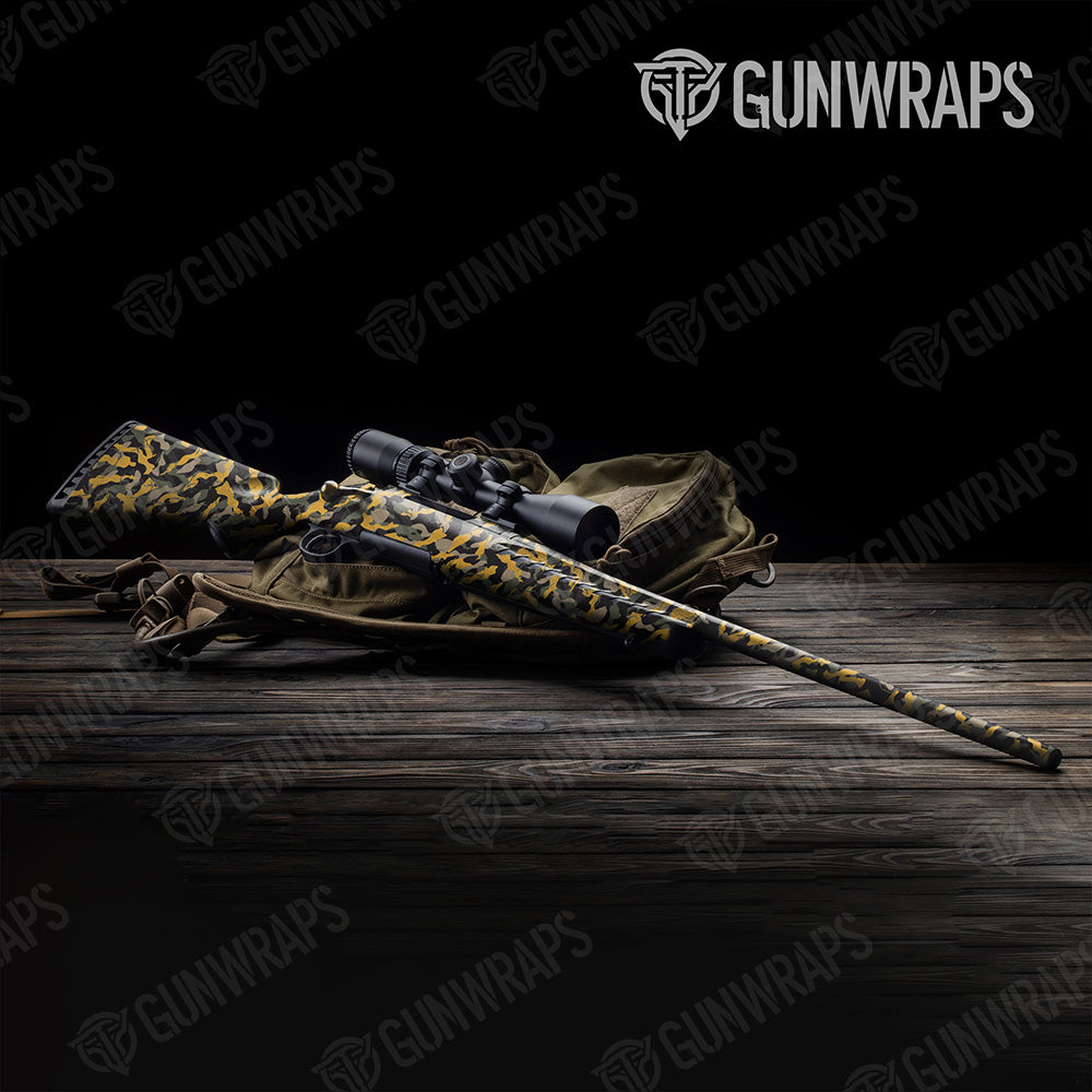 Rifle Ragged Militant Yellow Camo Gun Skin Vinyl Wrap