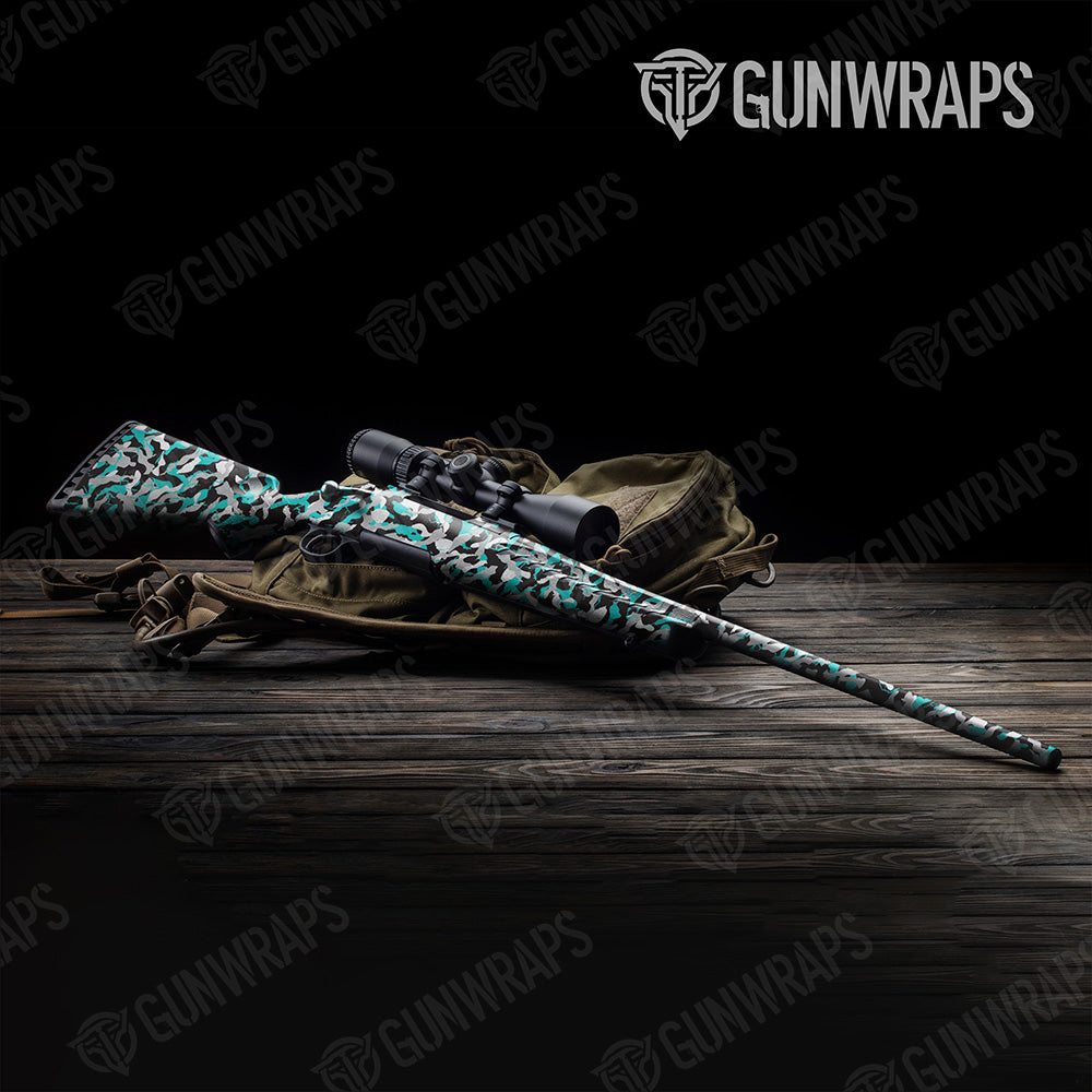 Rifle Ragged Tiffany Blue Tiger Camo Gun Skin Vinyl Wrap