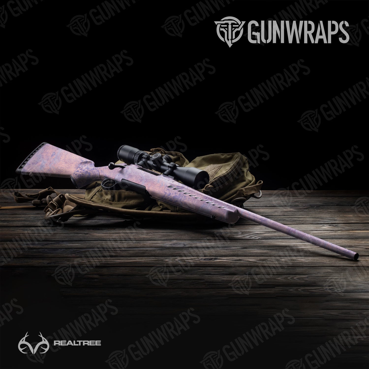 Rifle Realtree WAV3 Purple Rose Camo Gun Skin Vinyl Wrap