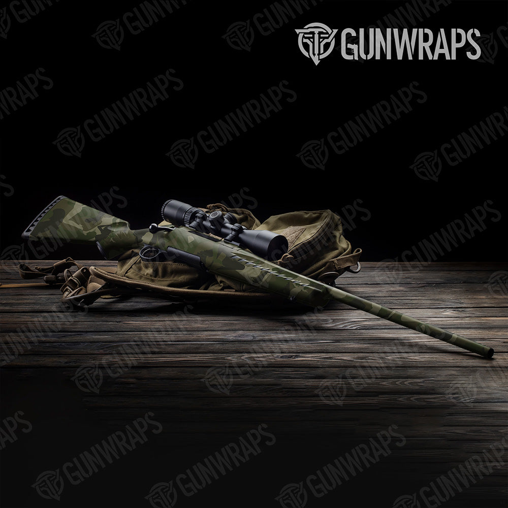 Rifle Silhouette Seductive Green Camo Gun Skin Vinyl Wrap