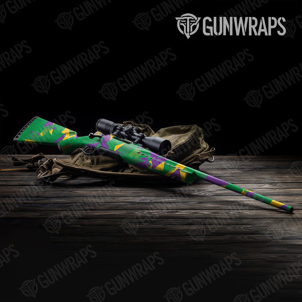 Rifle Shattered Mardi Gras Camo Gun Skin Vinyl Wrap