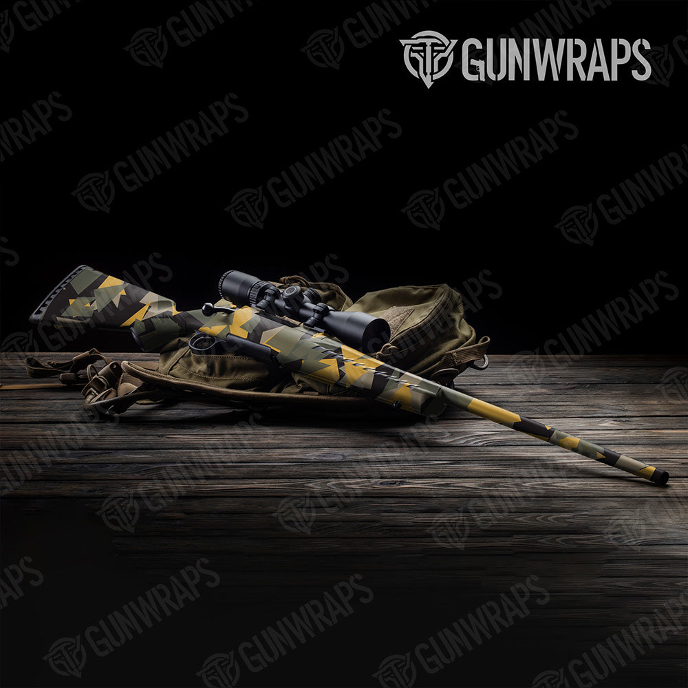 Rifle Shattered Militant Yellow Camo Gun Skin Vinyl Wrap