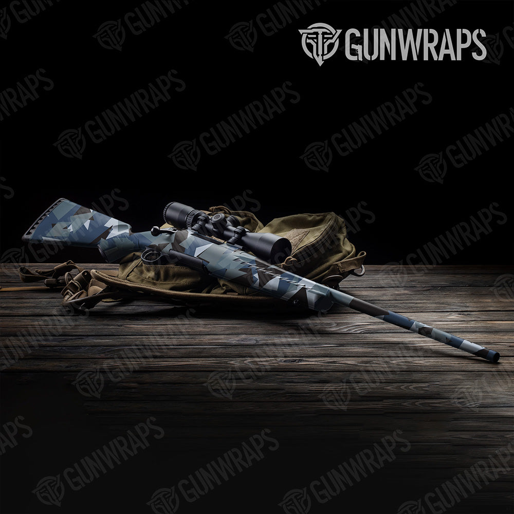 Rifle Shattered Navy Camo Gun Skin Vinyl Wrap