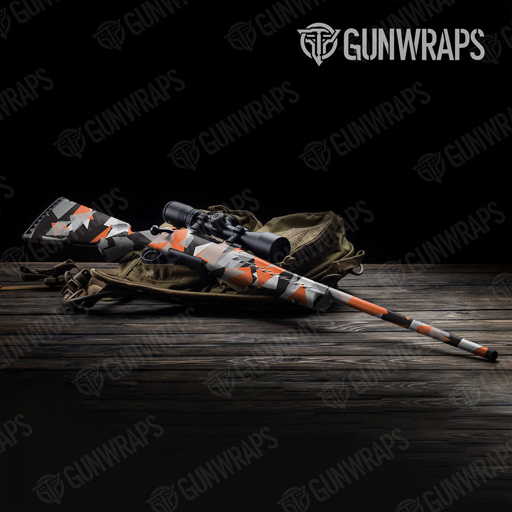 Rifle Shattered Orange Tiger Camo Gun Skin Vinyl Wrap