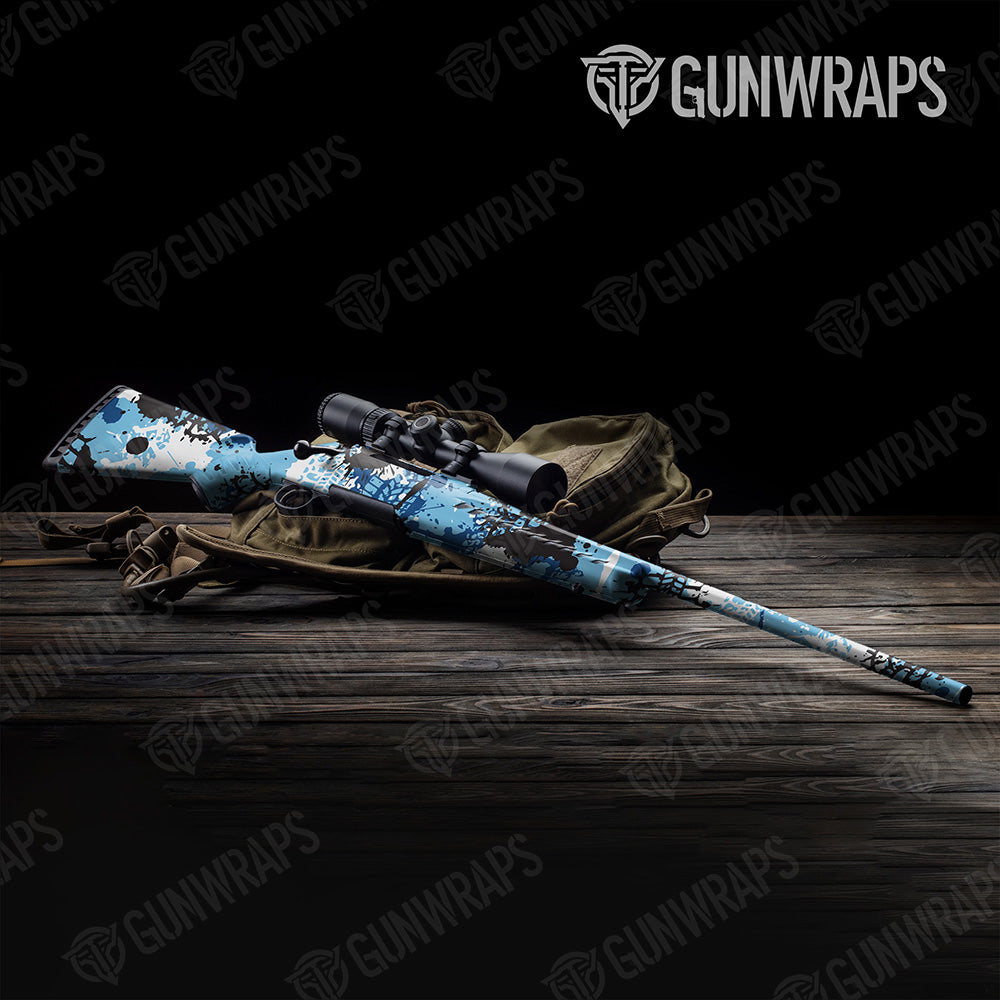 Rifle Tire Splatter Baby Blue Camo Gun Skin Vinyl Wrap