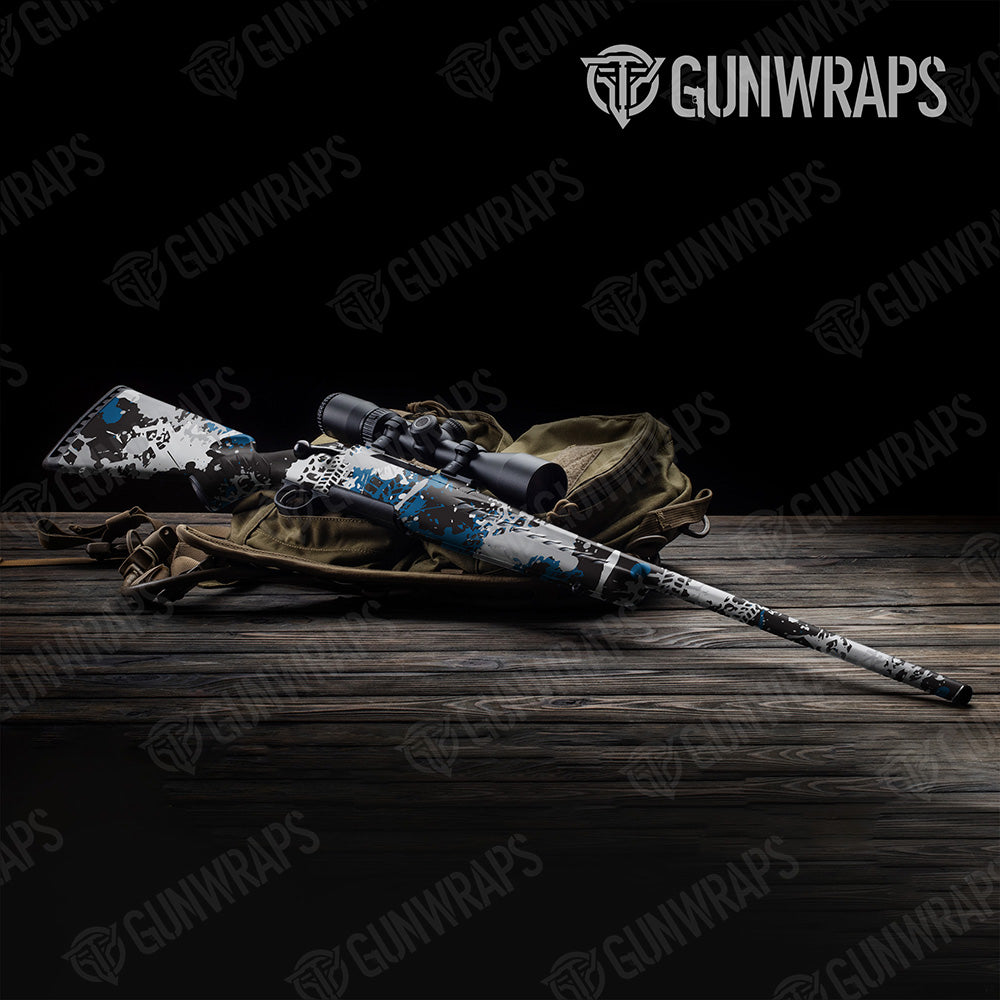 Rifle Tire Splatter Blue Tiger Camo Gun Skin Vinyl Wrap