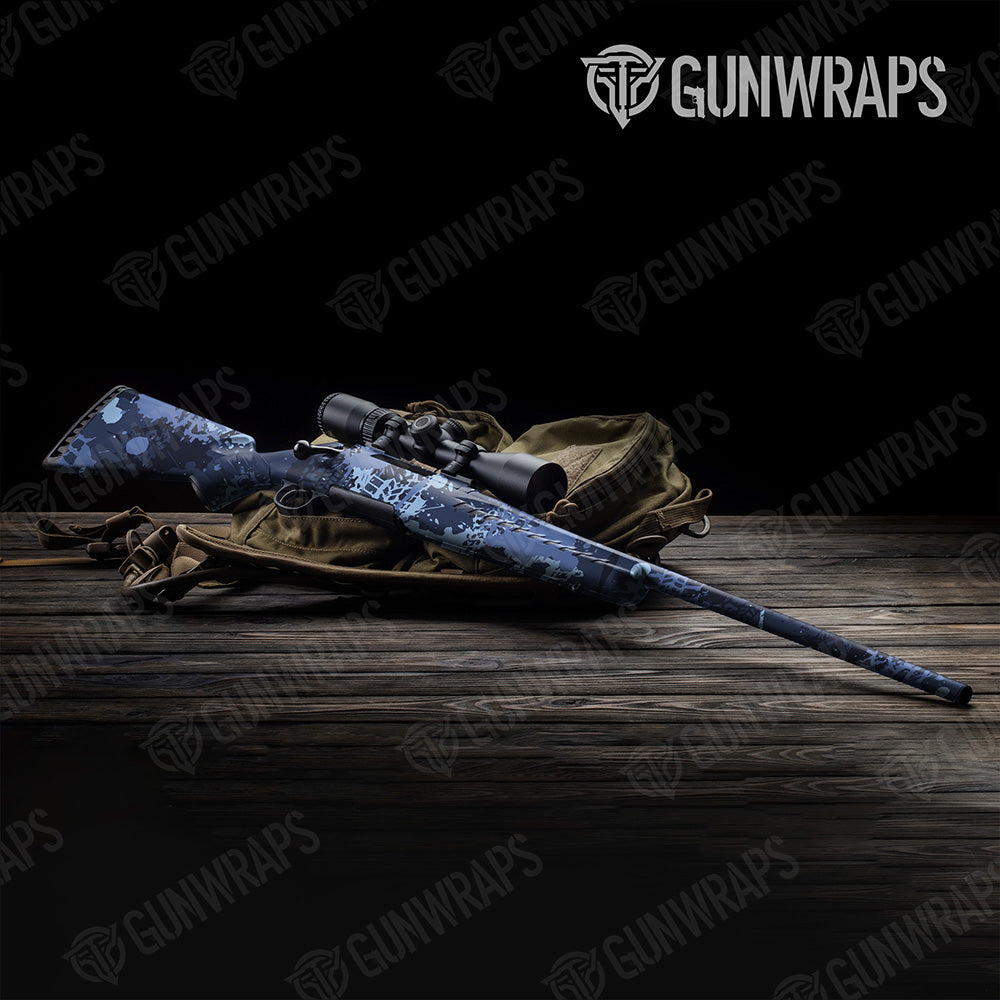 Rifle Tire Splatter Blue Urban Night Camo Gun Skin Vinyl Wrap