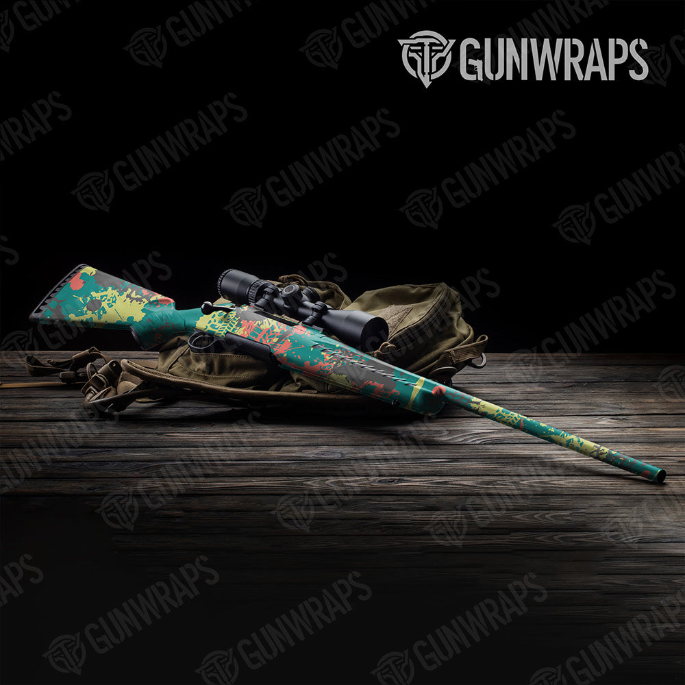 Rifle Tire Splatter Fiesta Camo Gun Skin Vinyl Wrap