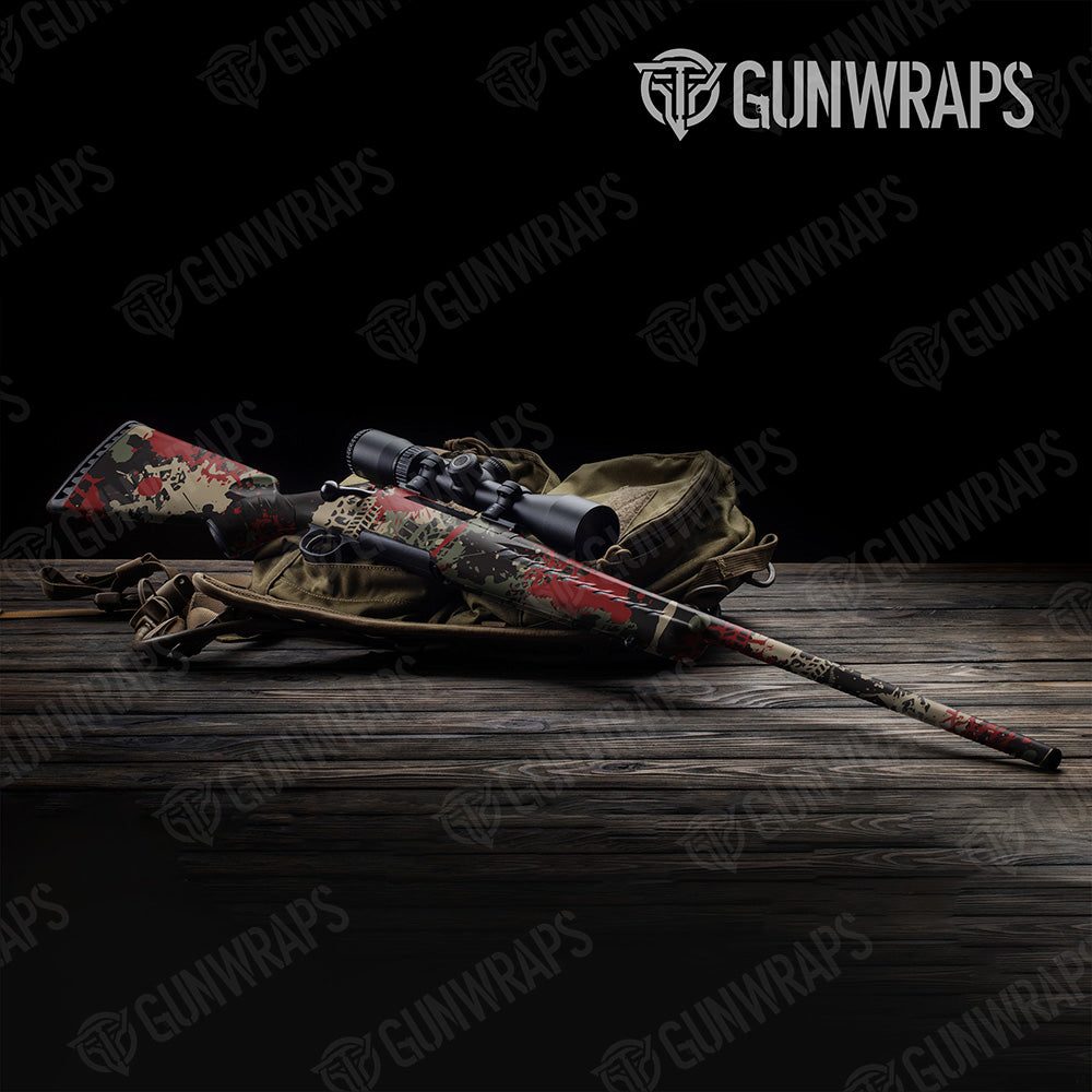 Rifle Tire Splatter Militant Red Camo Gun Skin Vinyl Wrap