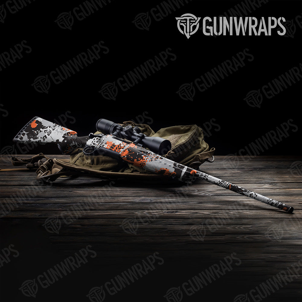 Rifle Tire Splatter Orange Tiger Camo Gun Skin Vinyl Wrap