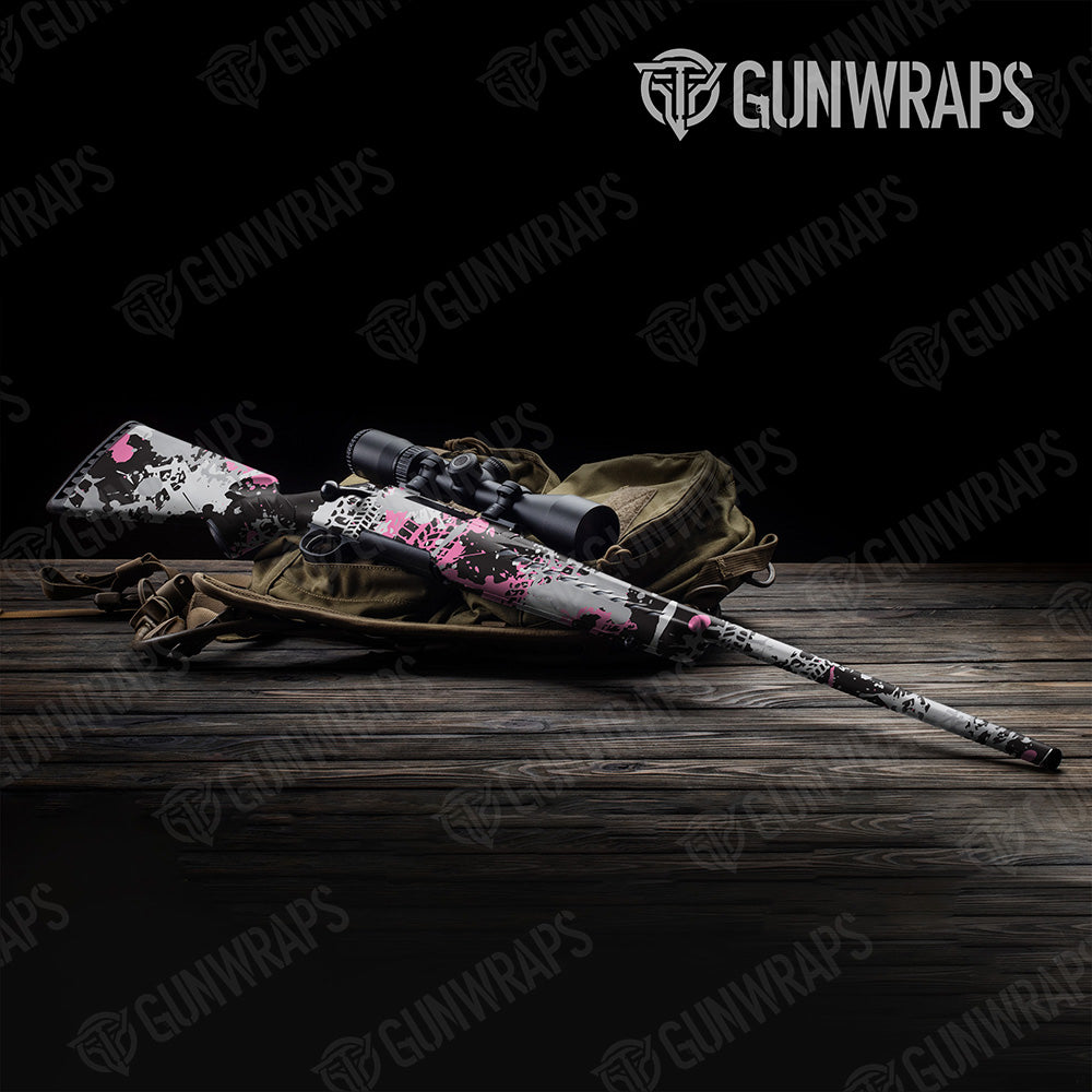 Rifle Tire Splatter Pink Tiger Camo Gun Skin Vinyl Wrap