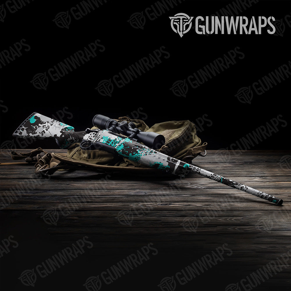 Rifle Tire Splatter Tiffany Blue Tiger Camo Gun Skin Vinyl Wrap