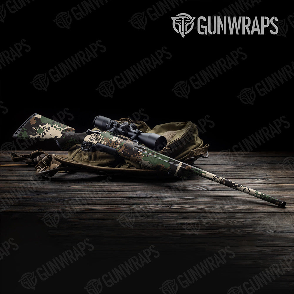 Rifle Tire Splatter Woodland Camo Gun Skin Vinyl Wrap