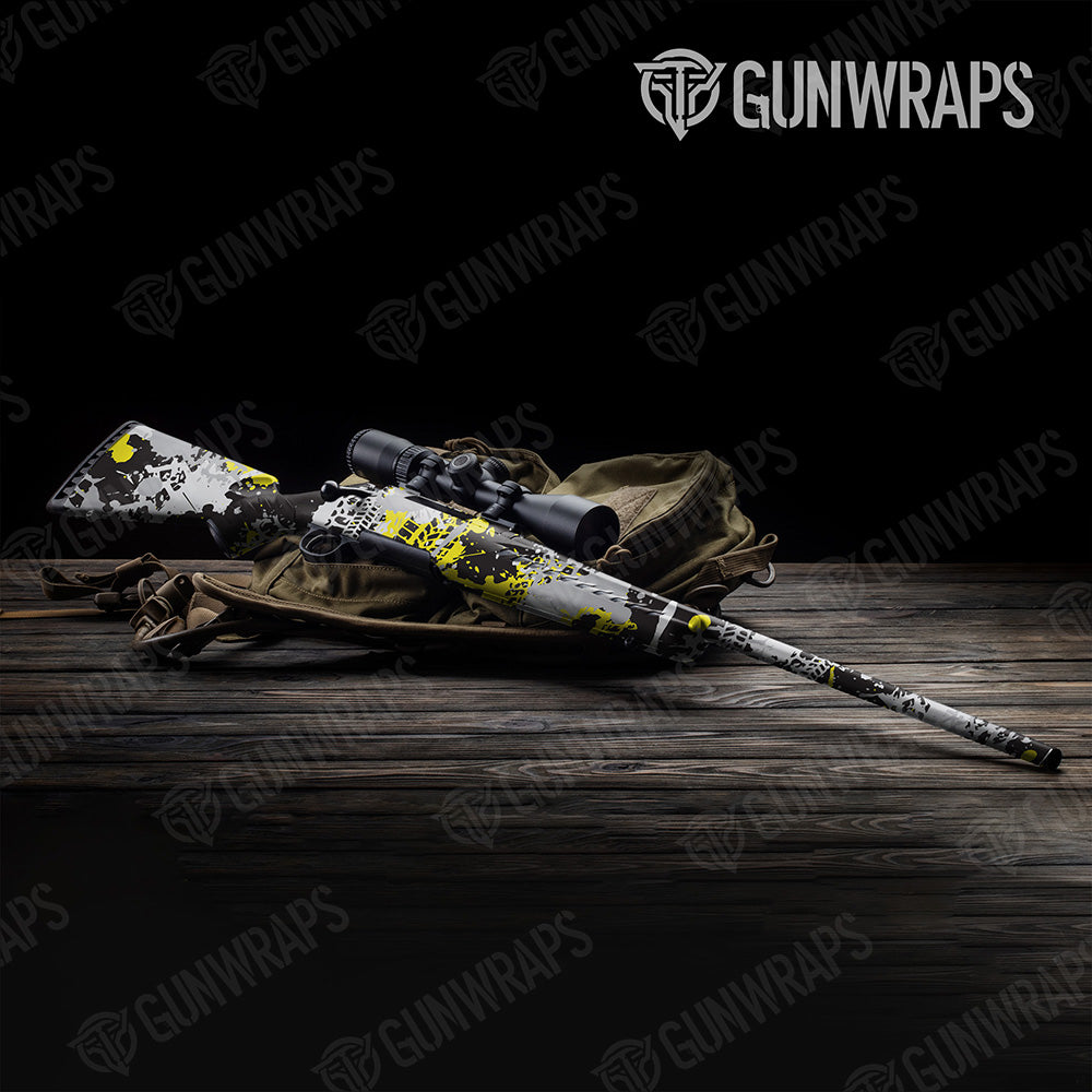 Rifle Tire Splatter Yellow Tiger Camo Gun Skin Vinyl Wrap