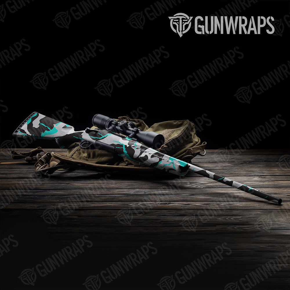 Rifle Ragged XL Tiffany Blue Tiger Camo Gun Skin Vinyl Wrap