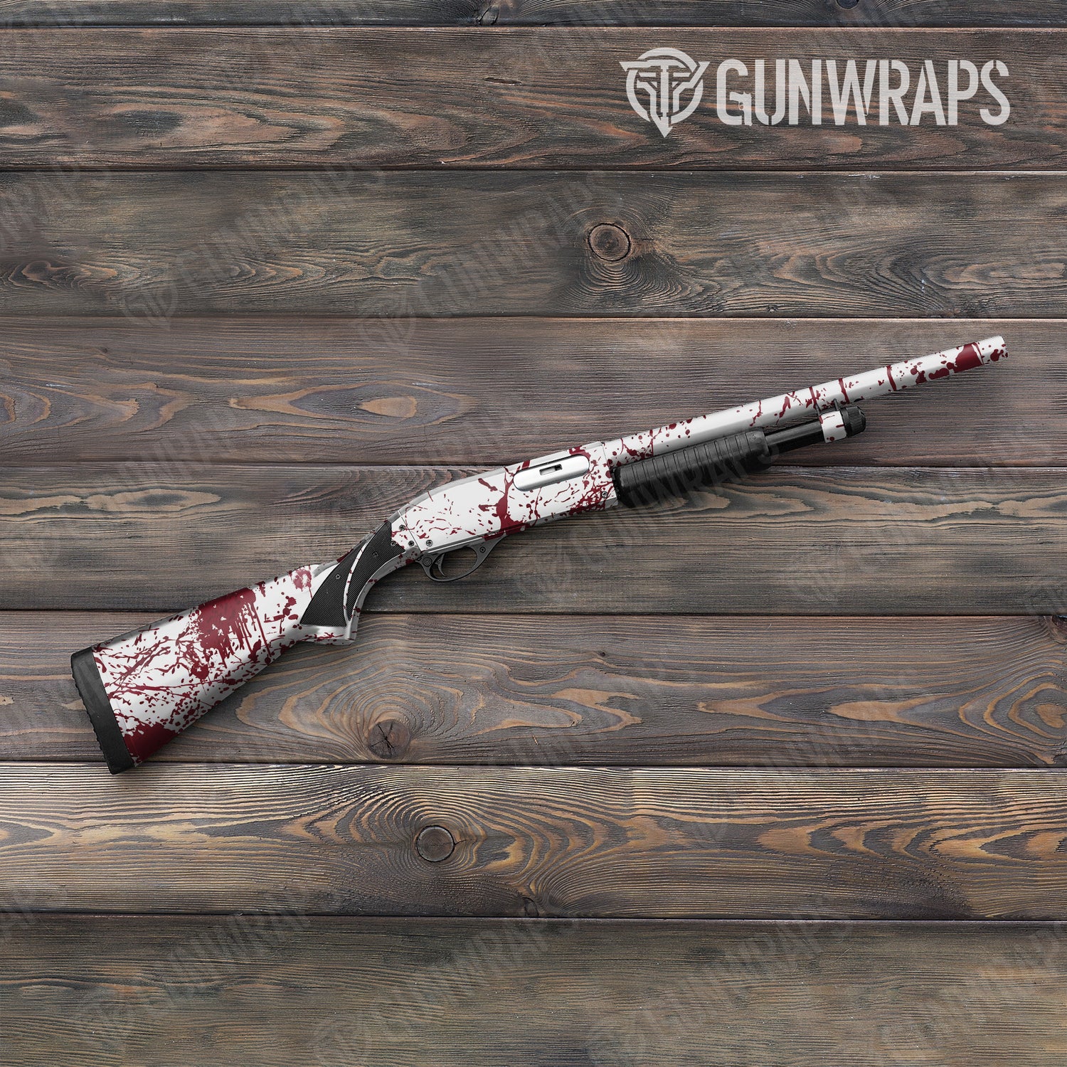 Shotgun Bloodbath White Camo Gun Skin Vinyl Wrap