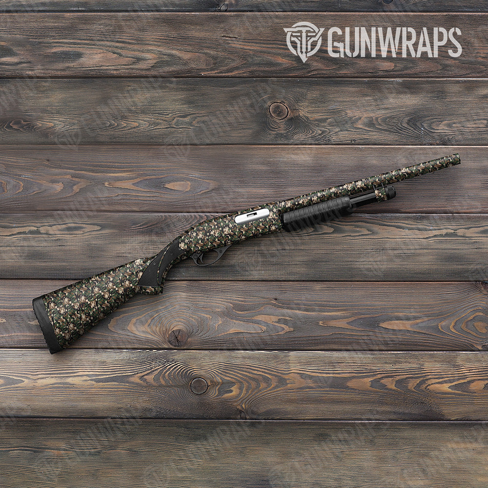 Shotgun Classic Woodland Camo Gun Skin Vinyl Wrap