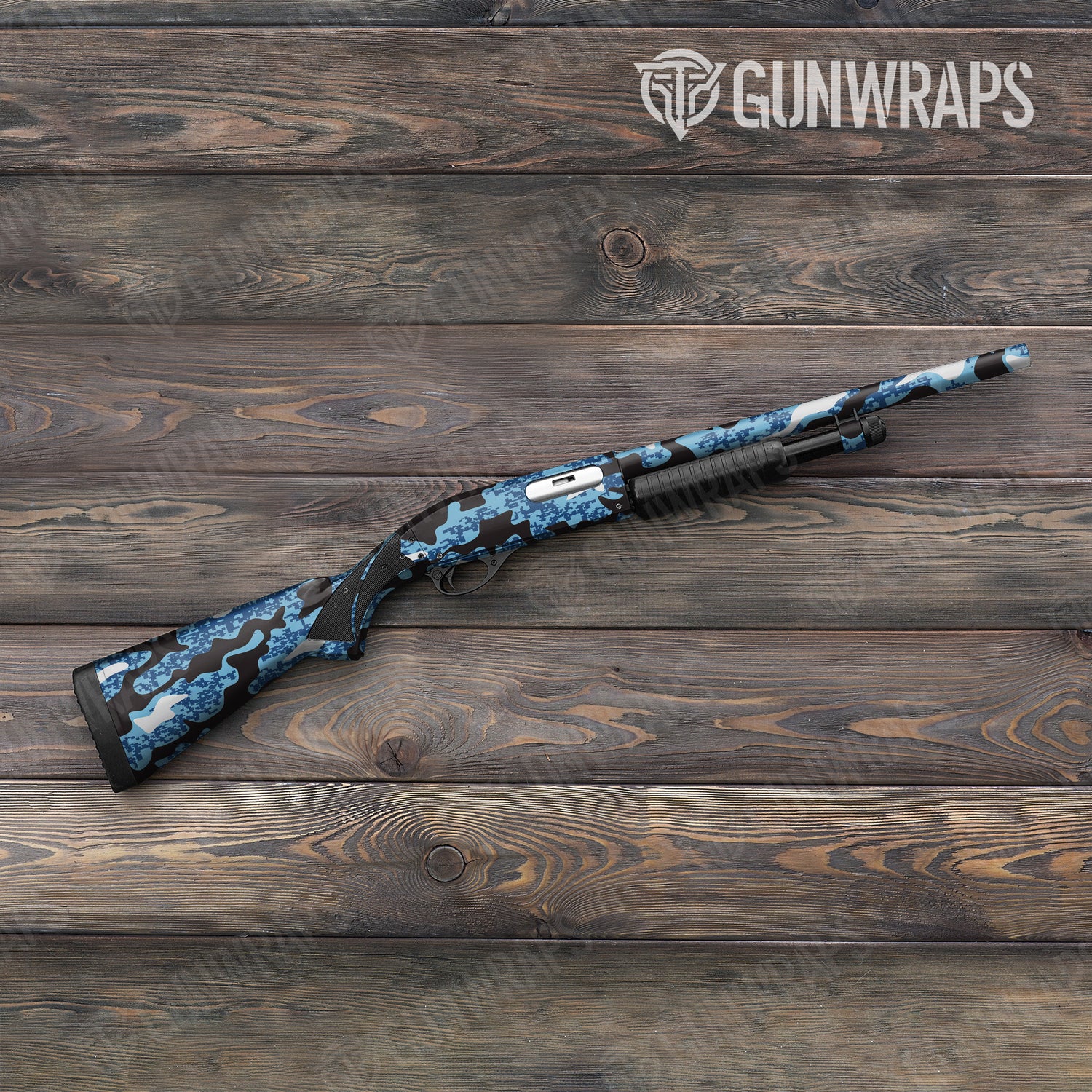 Shotgun Compound Baby Blue Camo Gun Skin Vinyl Wrap